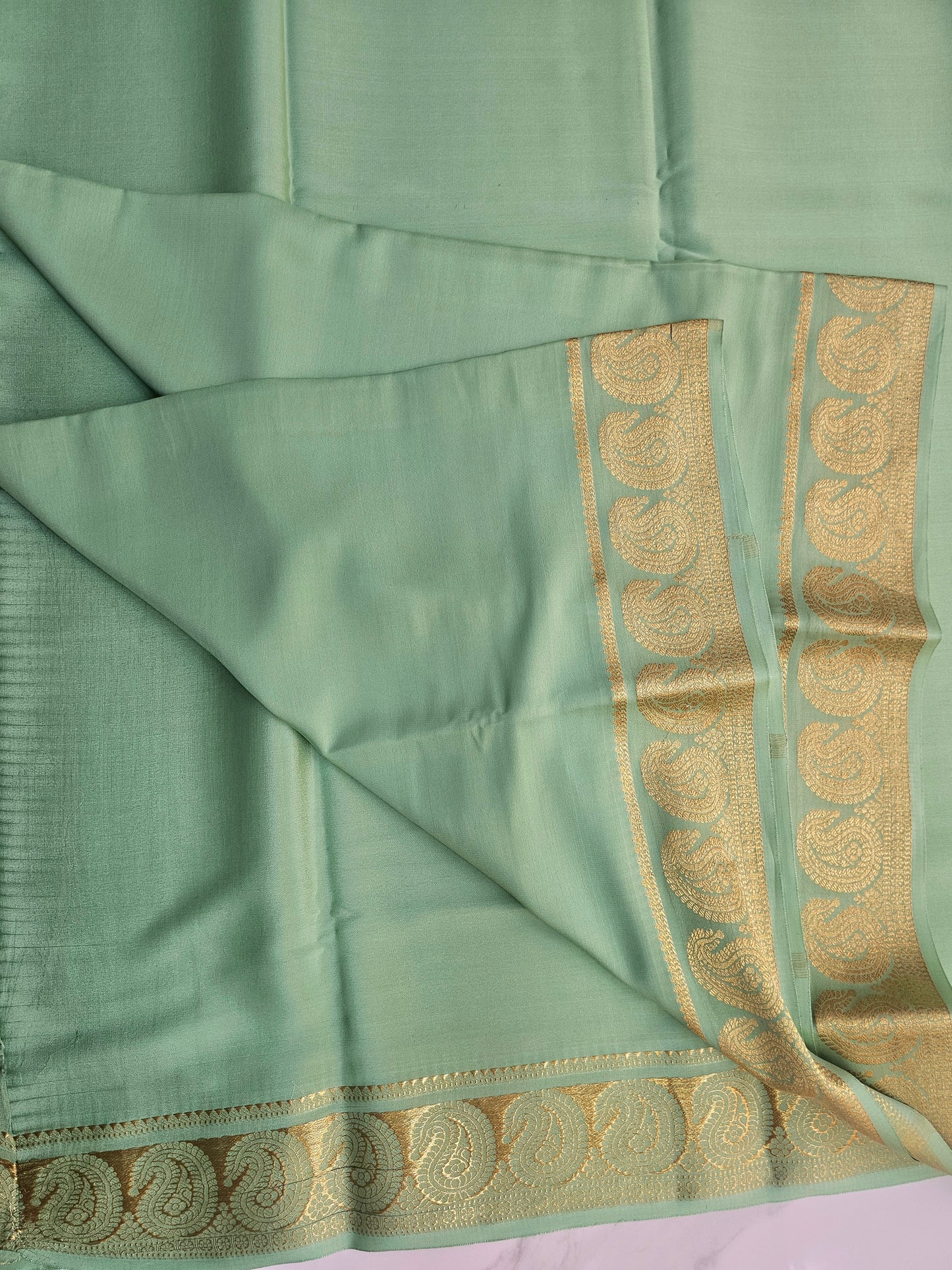 LIGHT GREEN - PURE MYSORE CREPE SILK