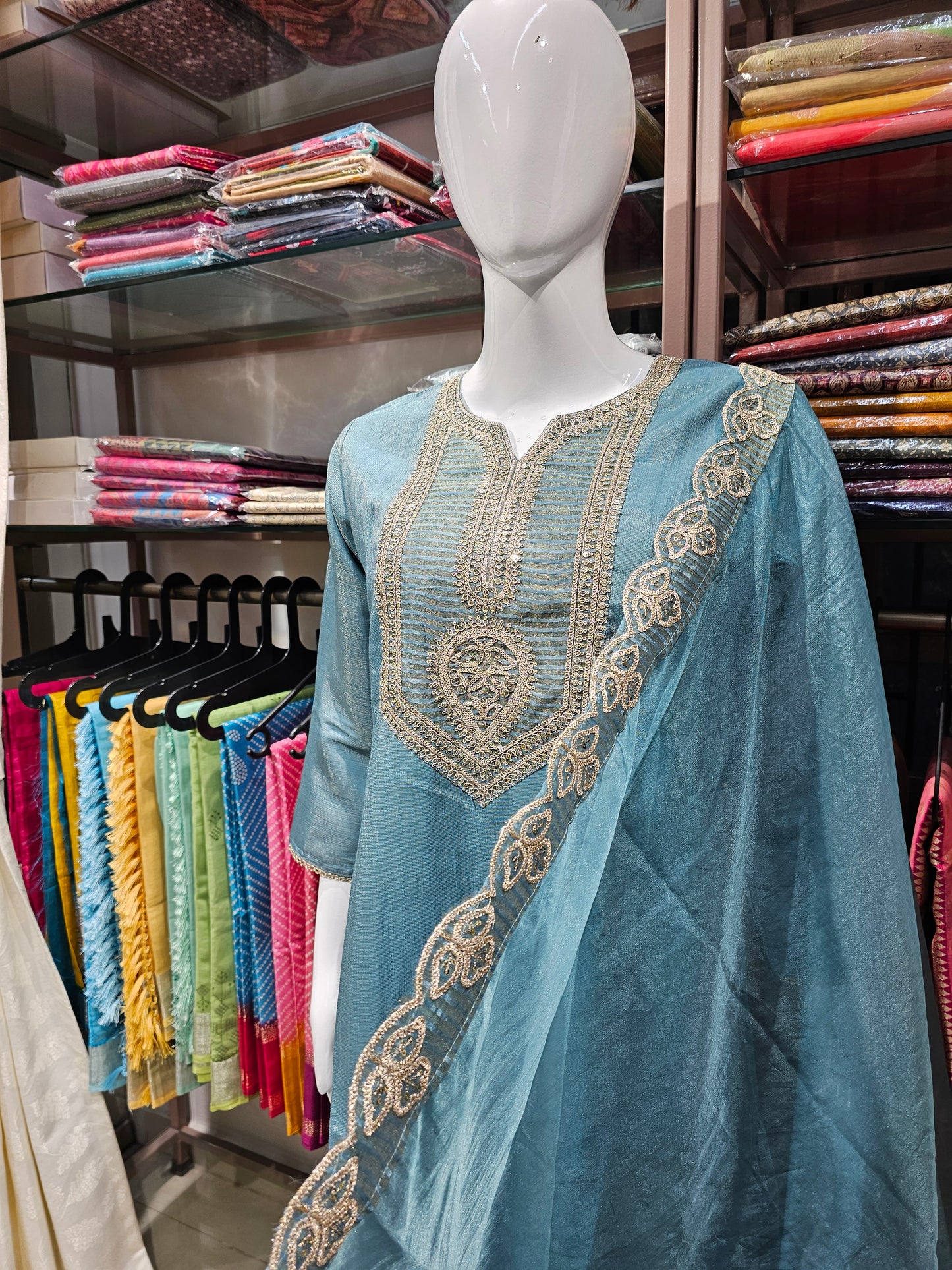 SEA BLUE - PARTY WEAR SALWAR SUIT