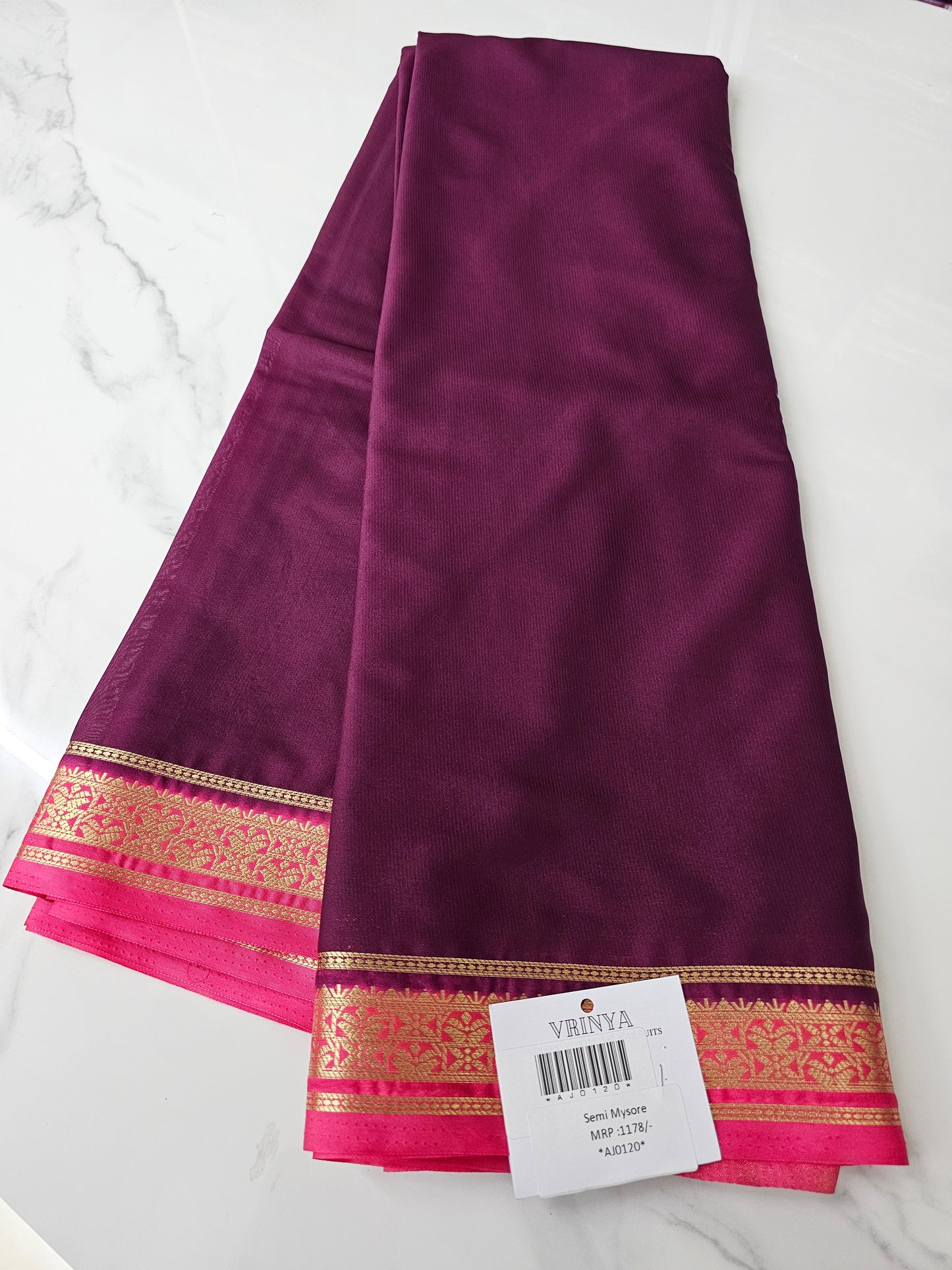 WINE WITH PINK - SEMI MYSORE CREPE