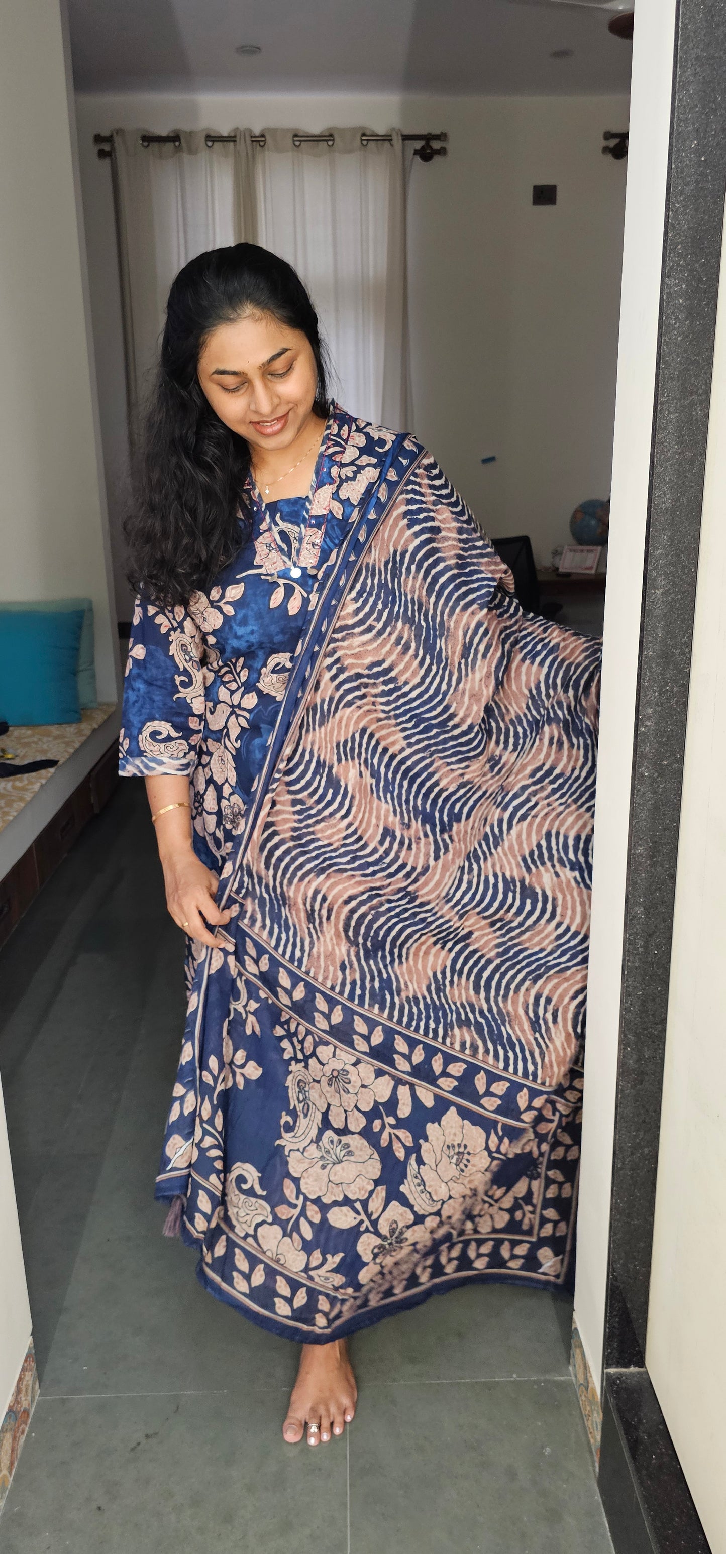 BLUE - PURE COTTON KURTA SET