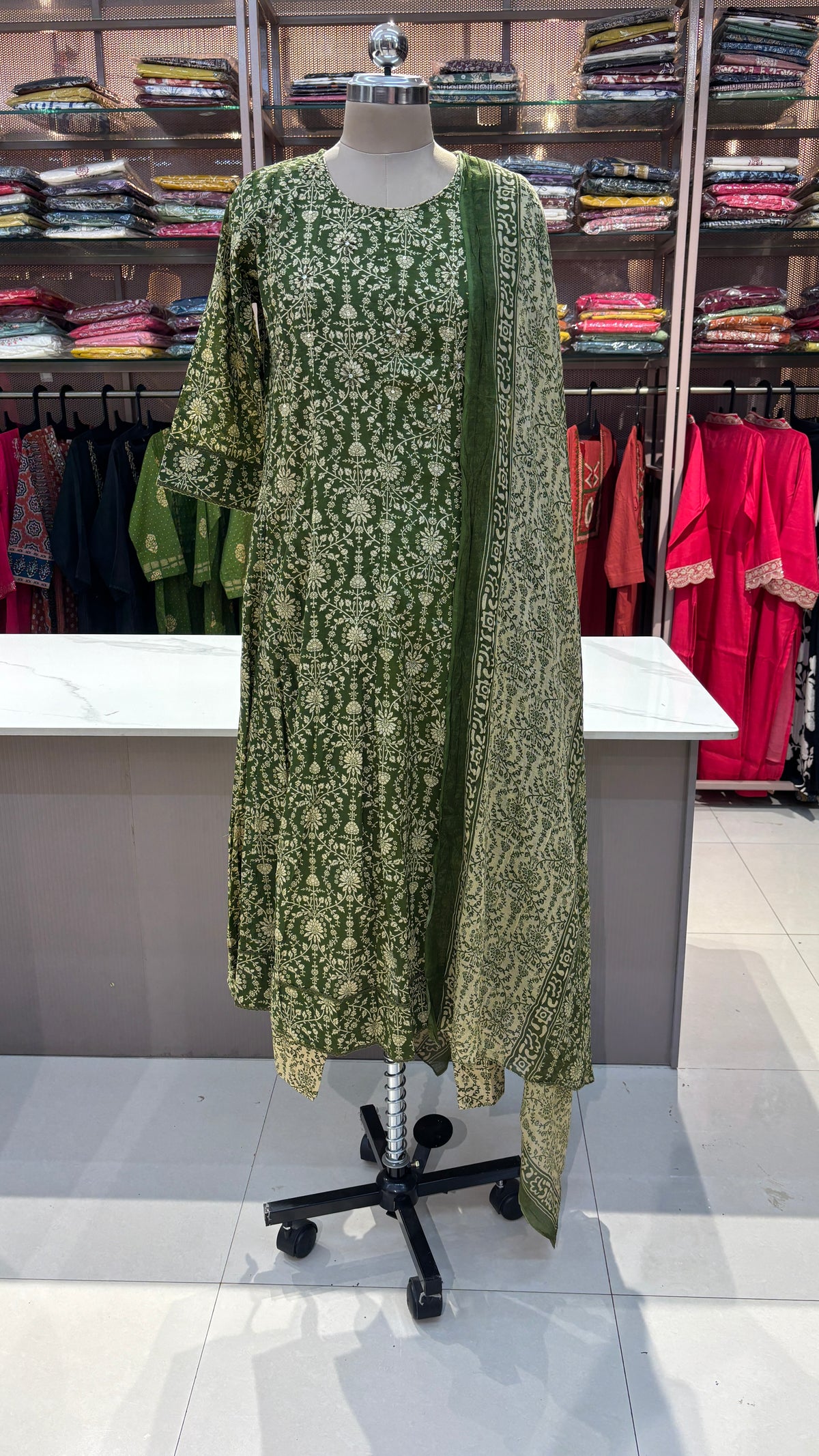 GREEN - PURE COTTON KURTA SET