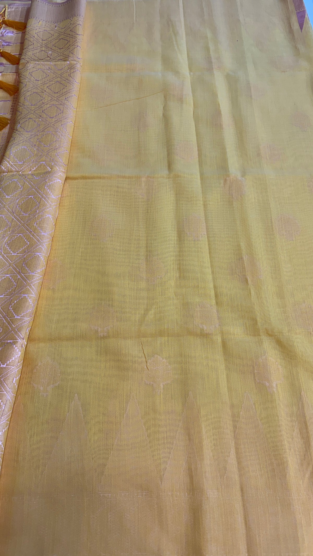 MUSTORD YELLOW - MYSORE COTTON SAREE
