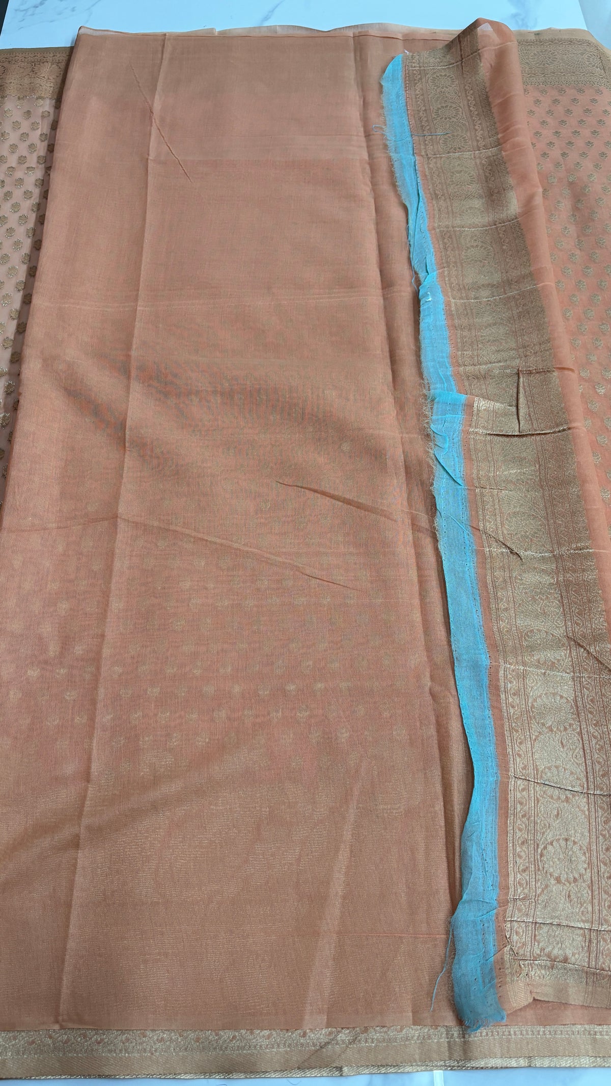 LIGHT ORANGE- BANARASI COTTON SAREE