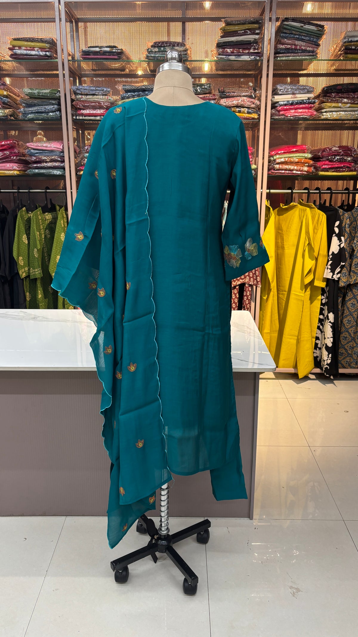 PEACOCK BLUE - MULCHANDERI FESTIVE SUIT
