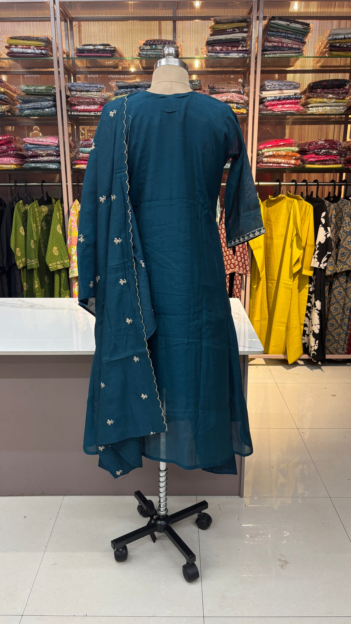 PEACOCK BLUE - MULCHANDERI FESTIVE SUIT