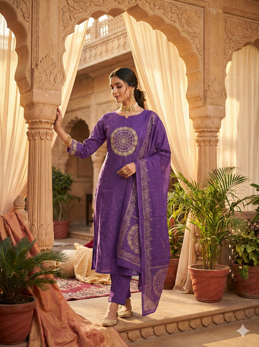 PURPLE - ANARKALI MUL COTTON SALWAR
