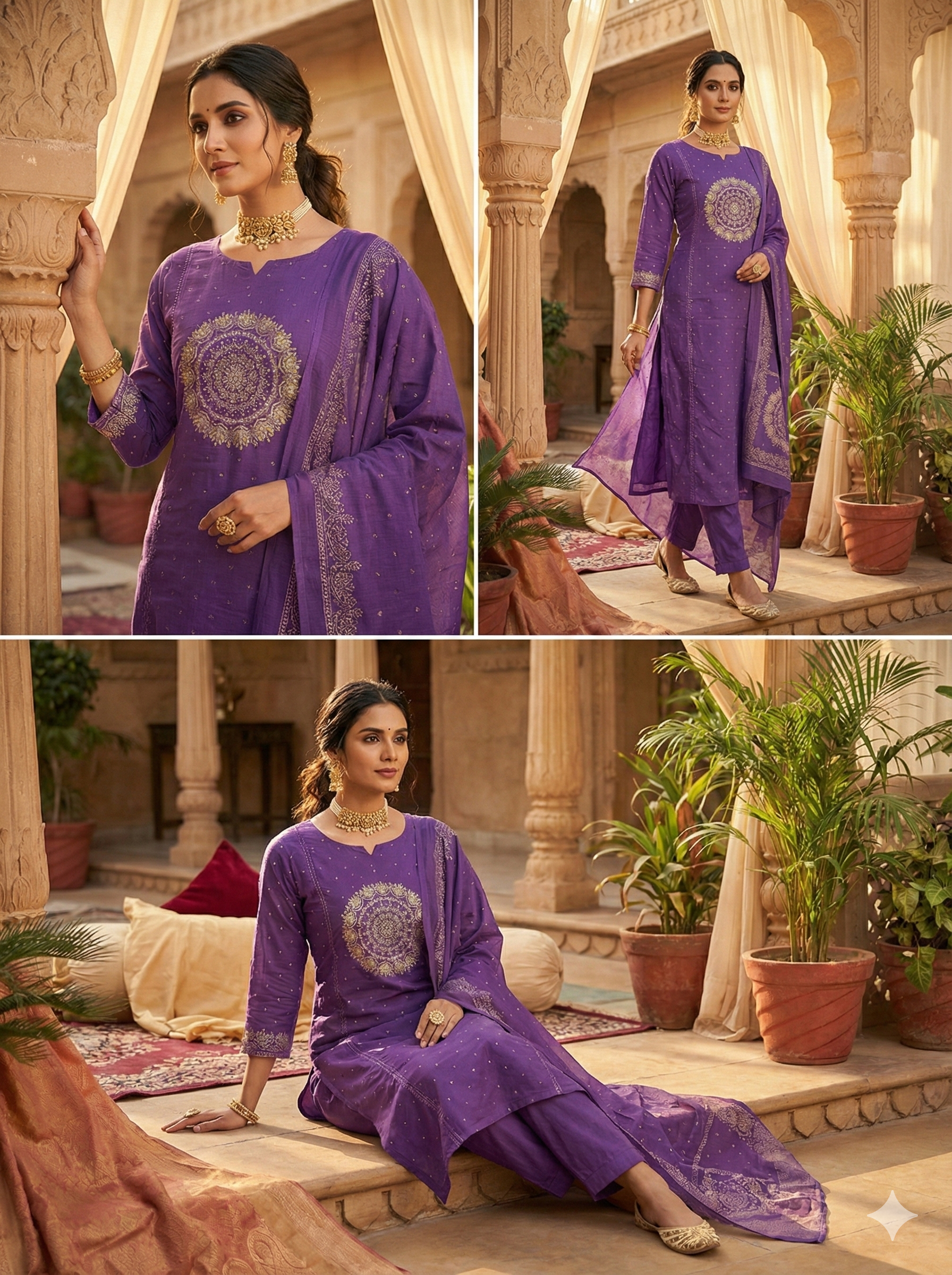 PURPLE - ANARKALI MUL COTTON SALWAR