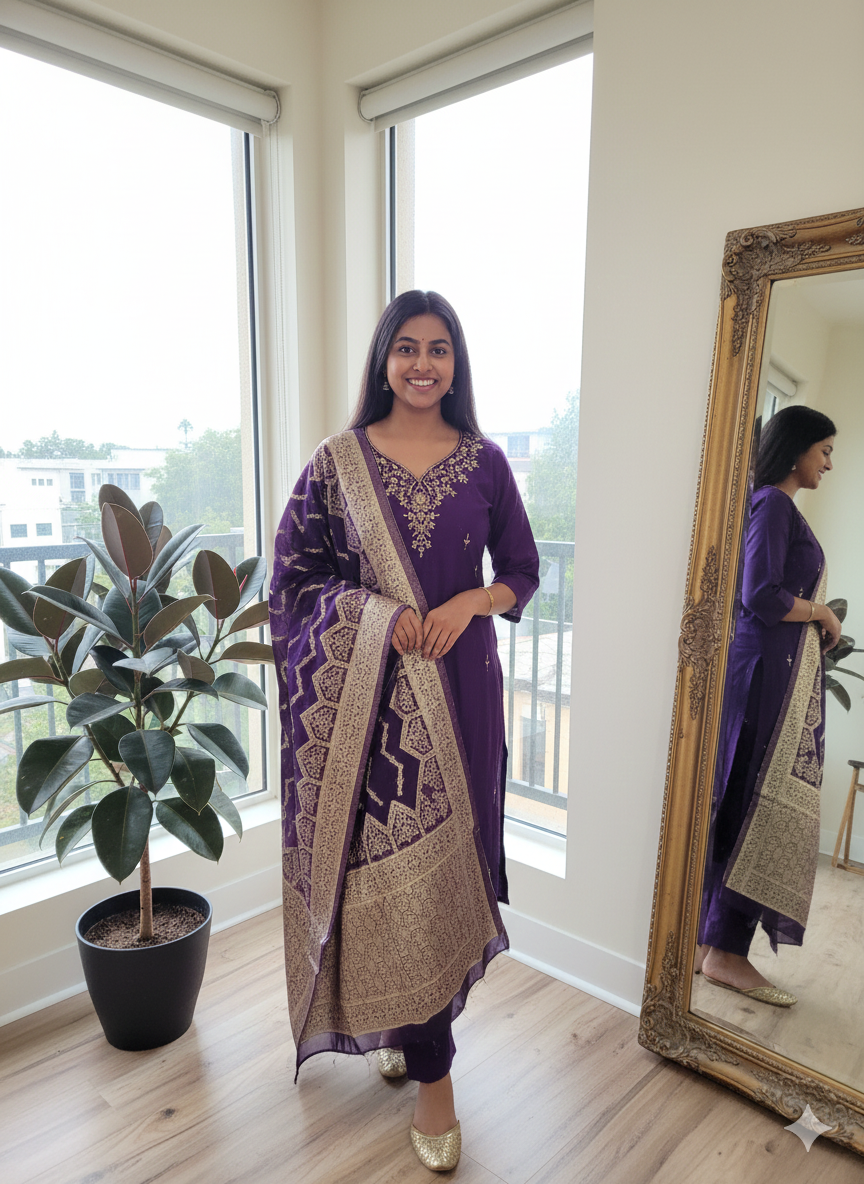 PURPLE - PARTY WEAR SALWAR SUIT