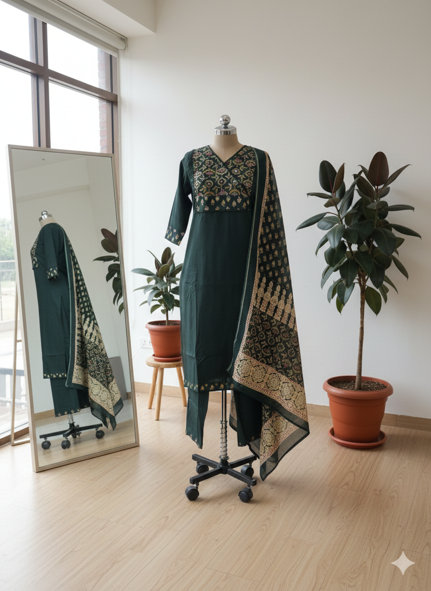 GREEN - PURE COTTON SALWAR SUIT