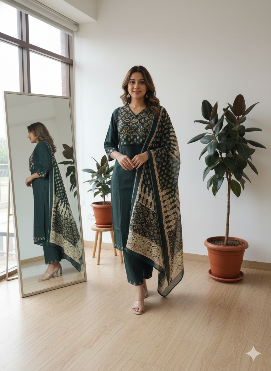 GREEN - PURE COTTON SALWAR SUIT