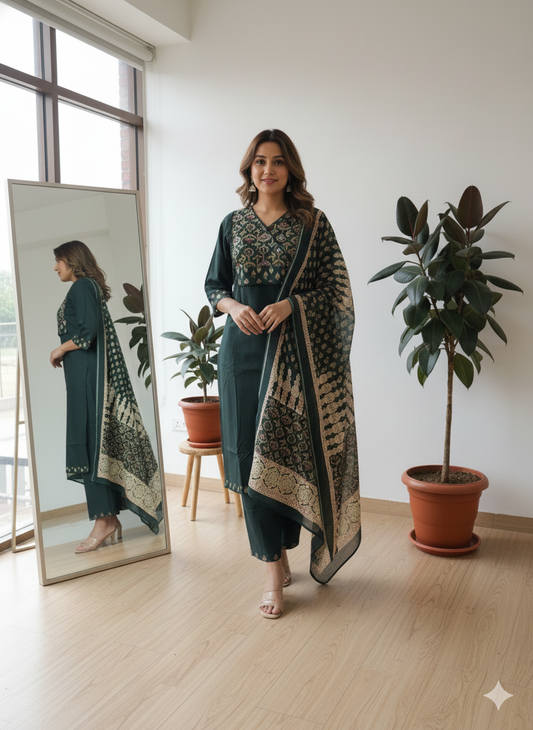 GREEN - PURE COTTON SALWAR SUIT