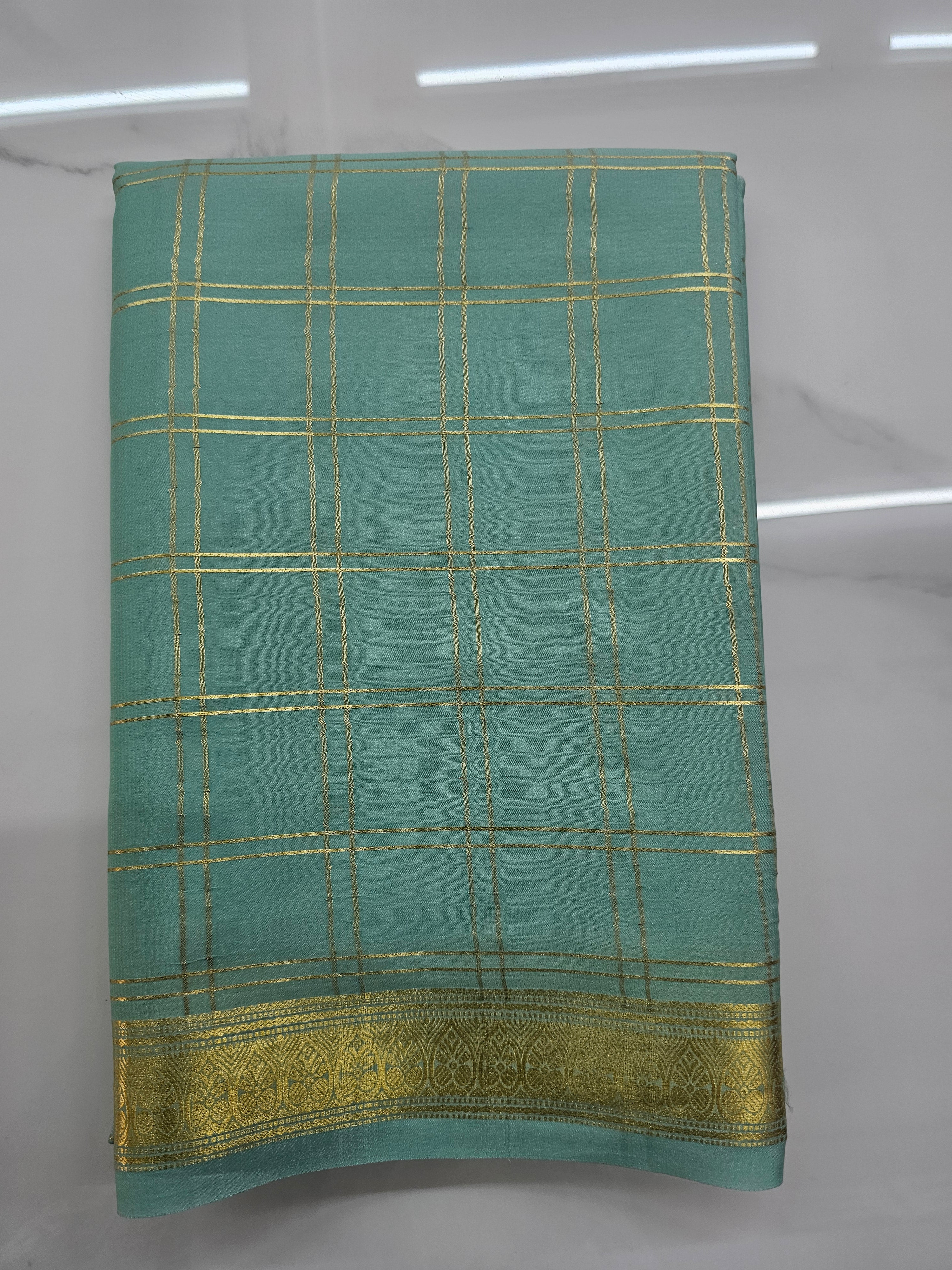 LIGHT GREEN  - PURE MYSORE CREPE SILK
