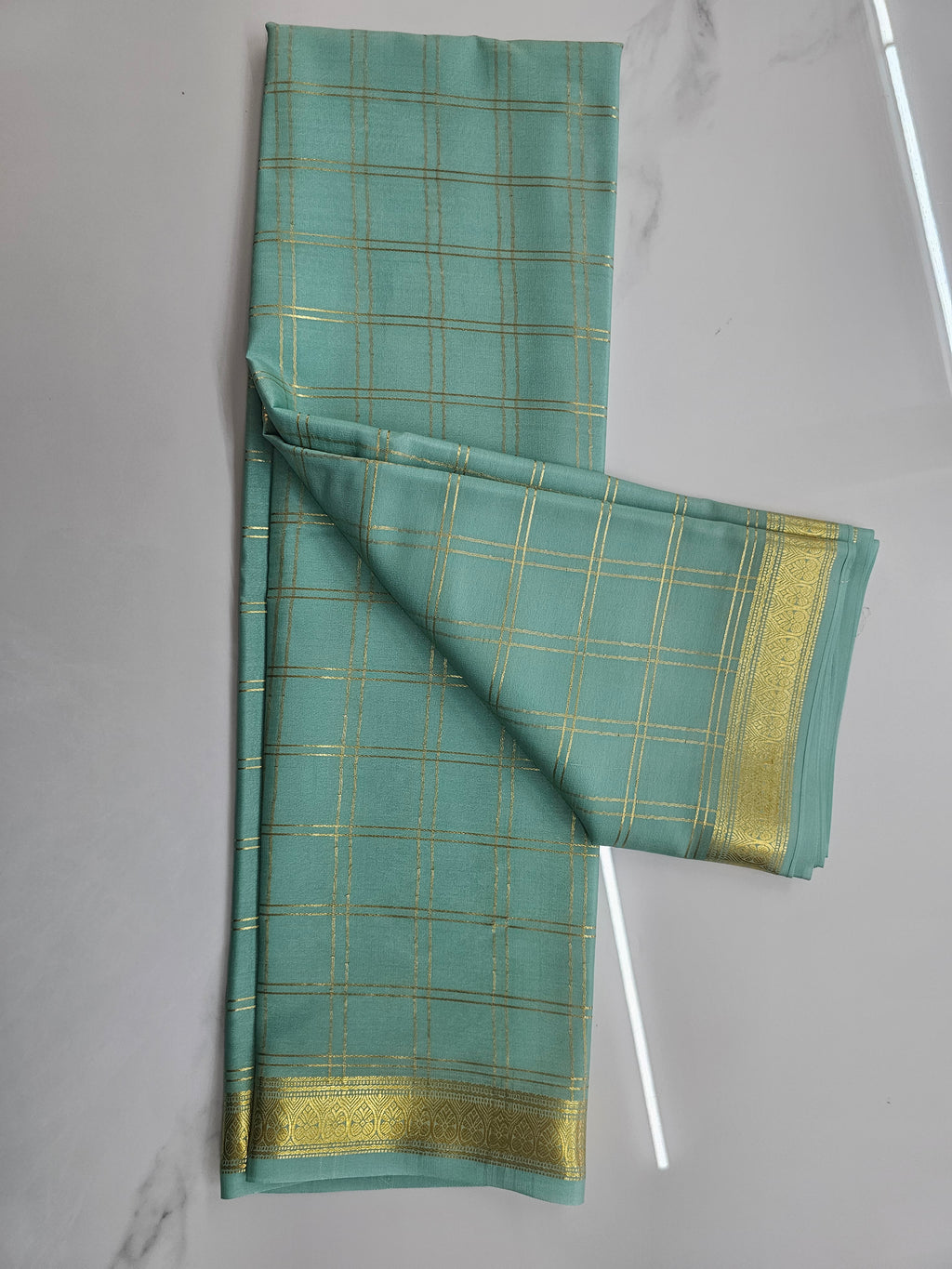 LIGHT GREEN  - PURE MYSORE CREPE SILK