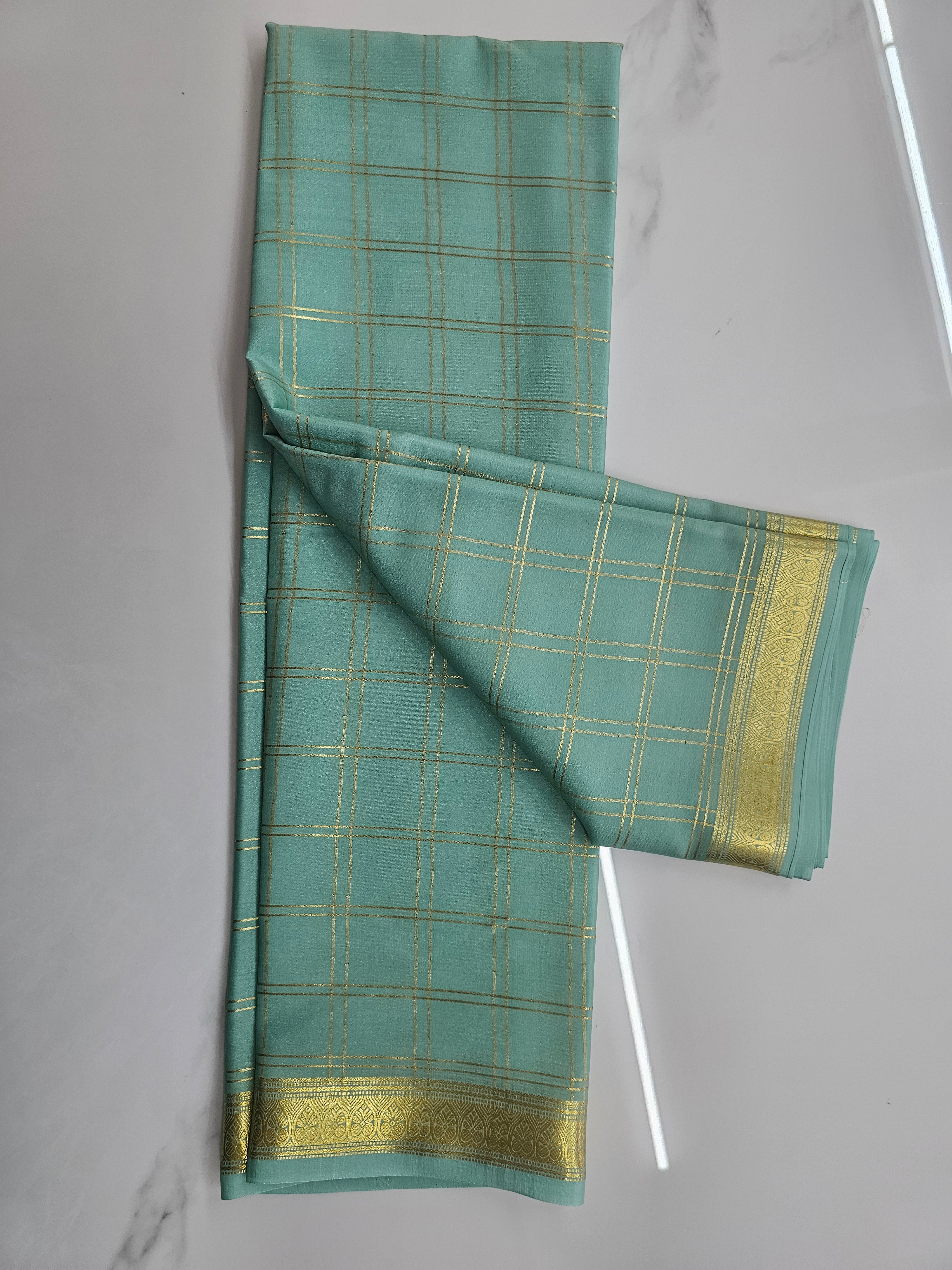 LIGHT GREEN  - PURE MYSORE CREPE SILK