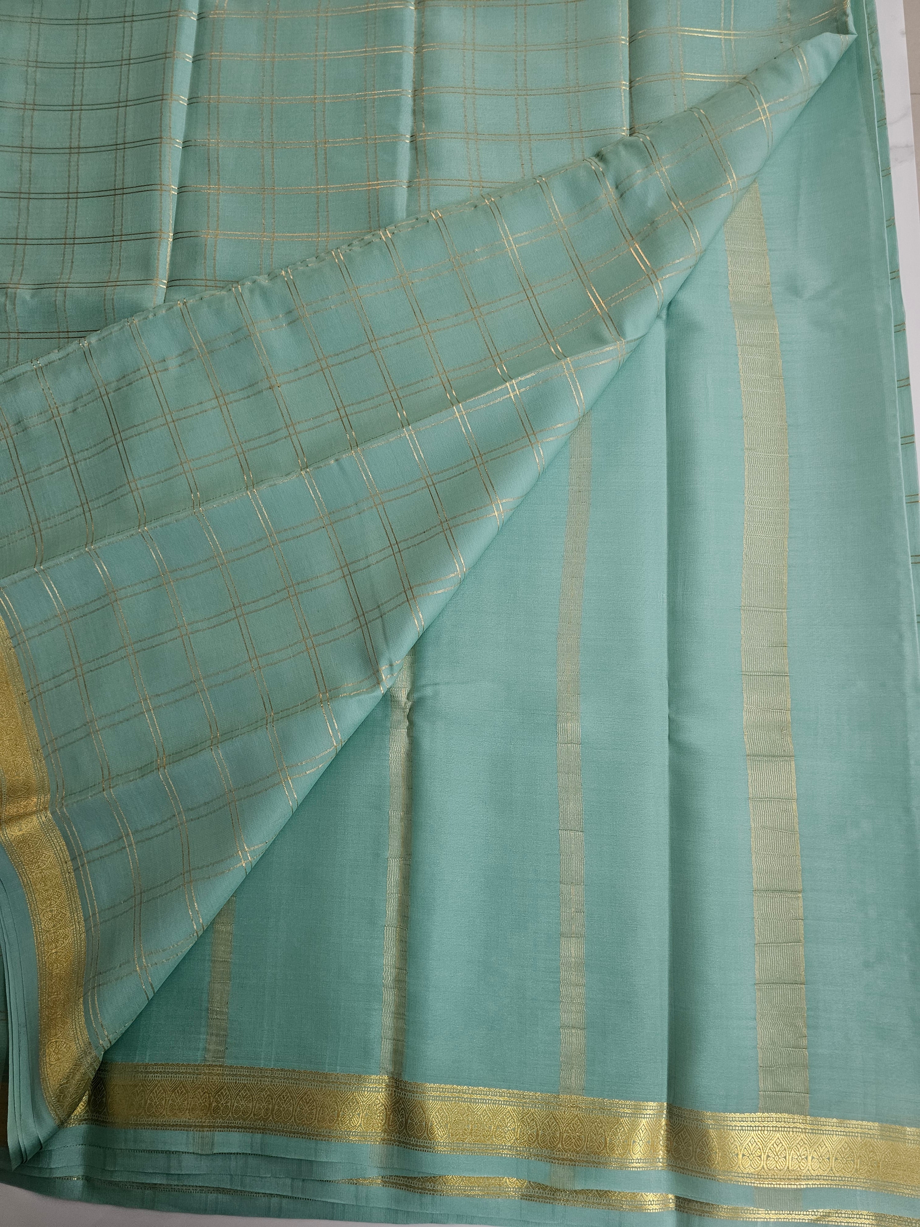 LIGHT GREEN  - PURE MYSORE CREPE SILK