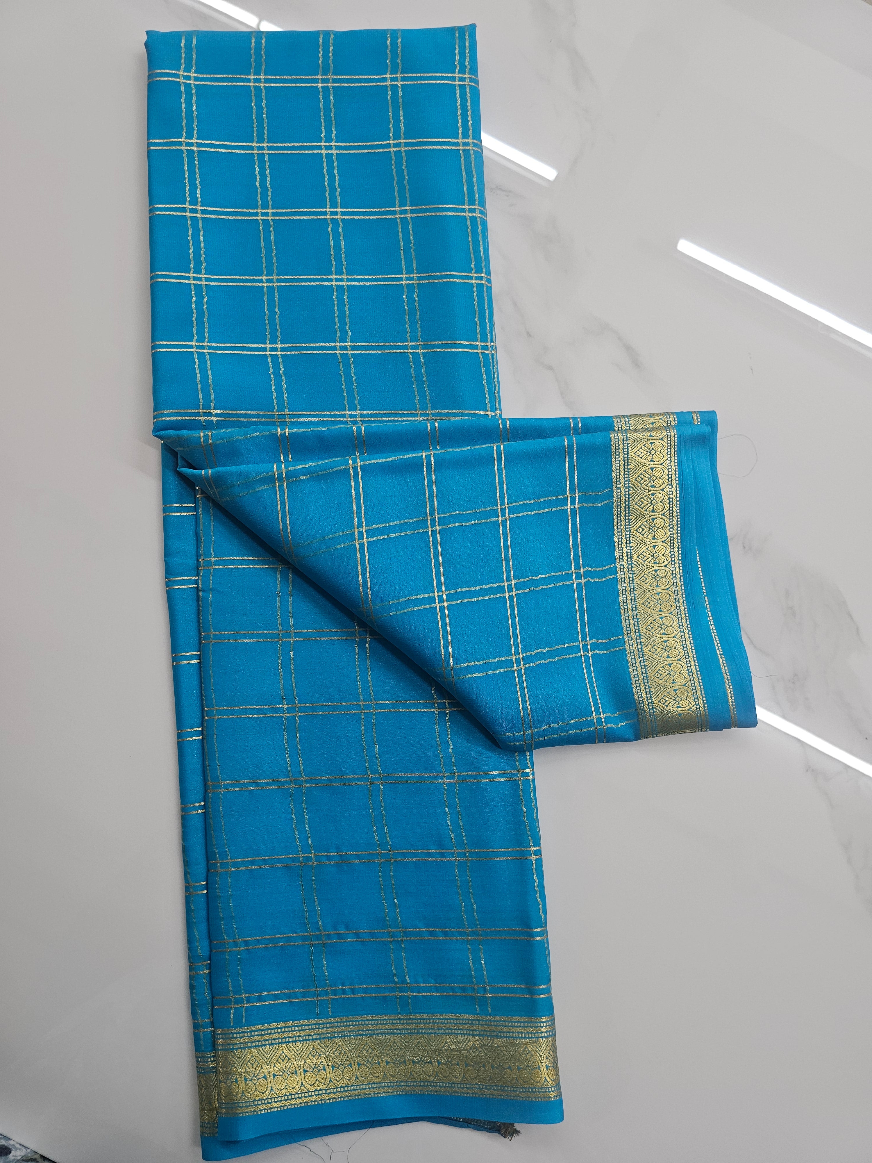 BLUE - PURE MYSORE CREPE SILK