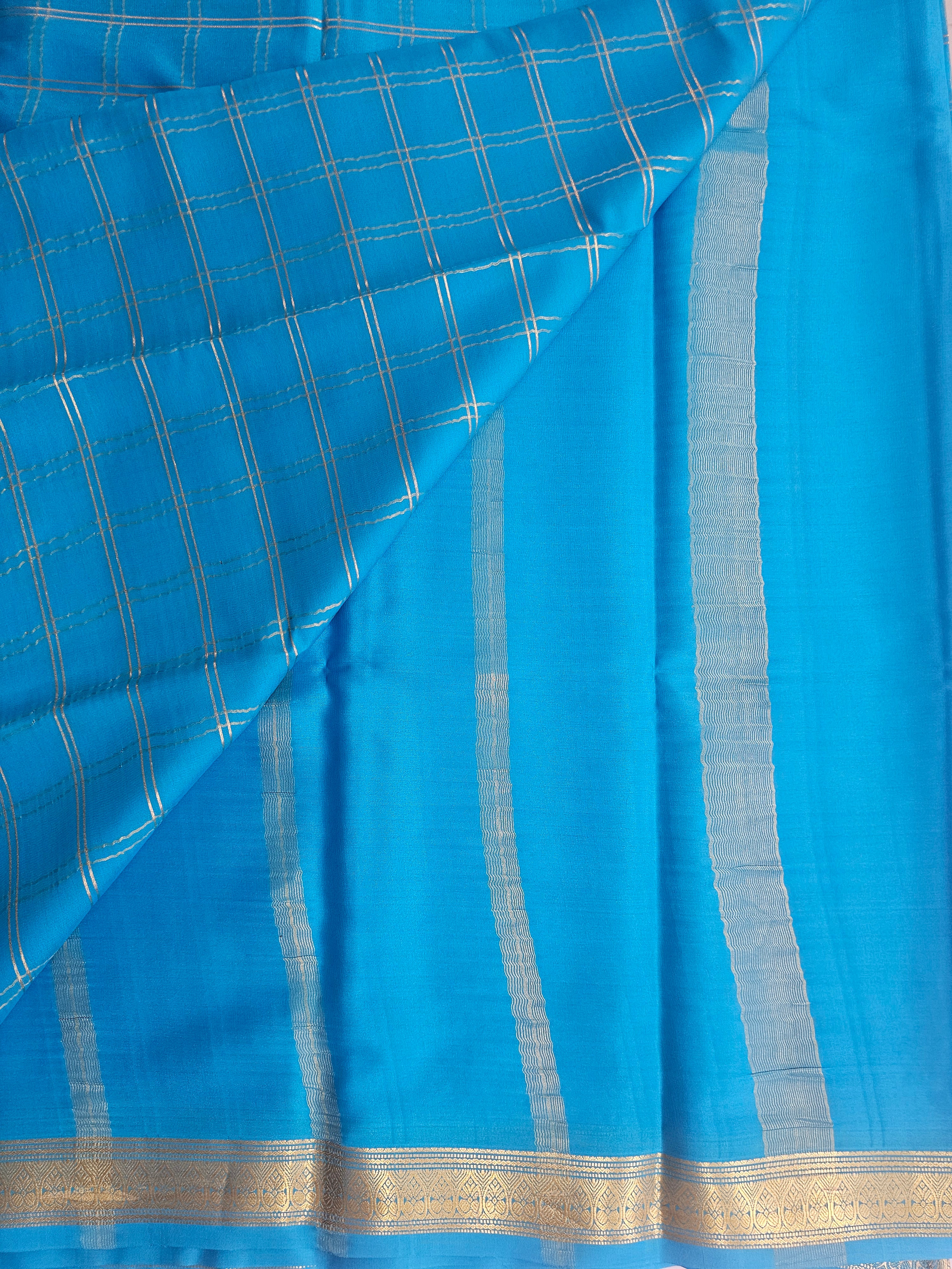 BLUE - PURE MYSORE CREPE SILK