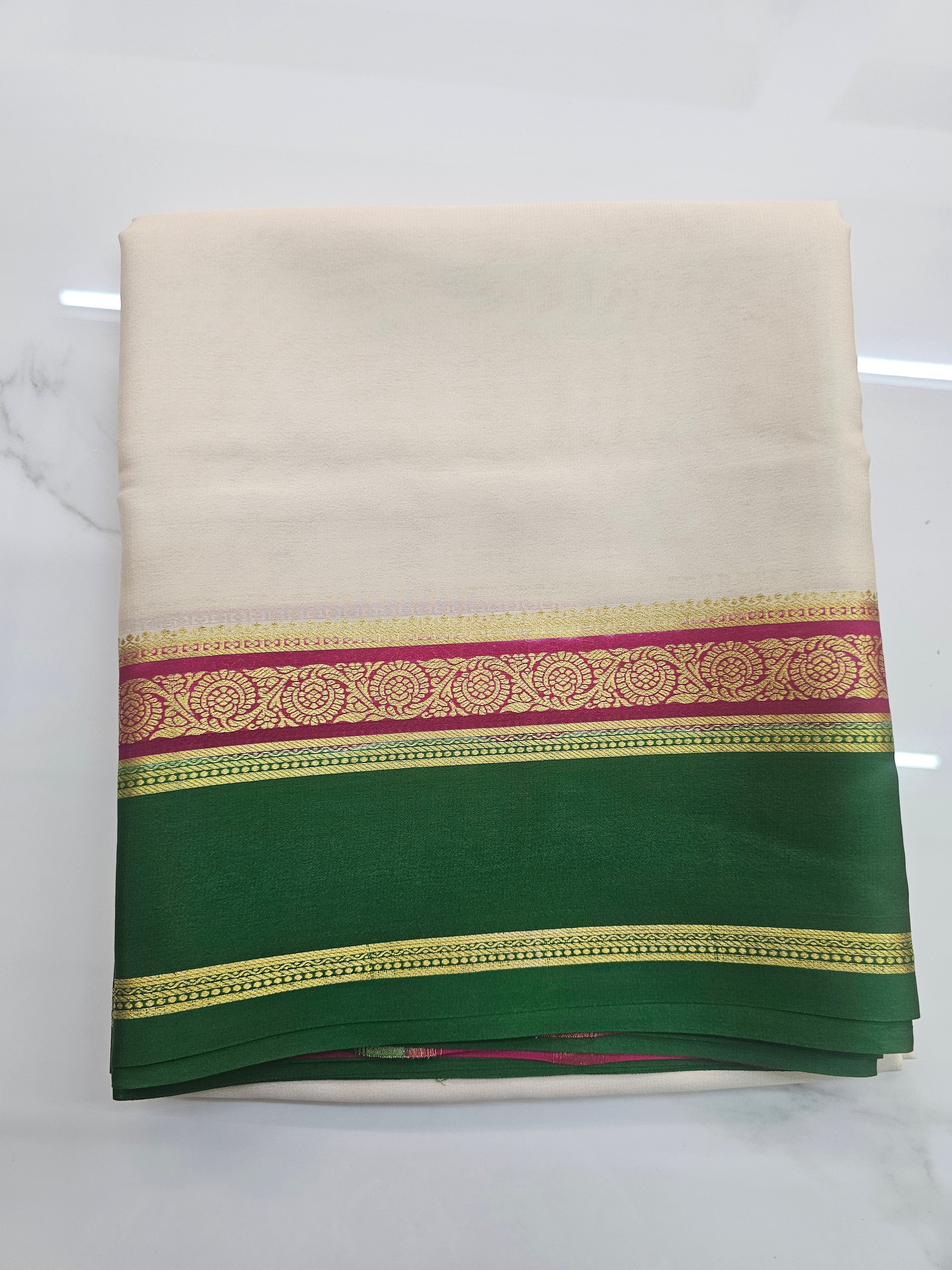 OFF WHITE WITH PINK AND GREEN