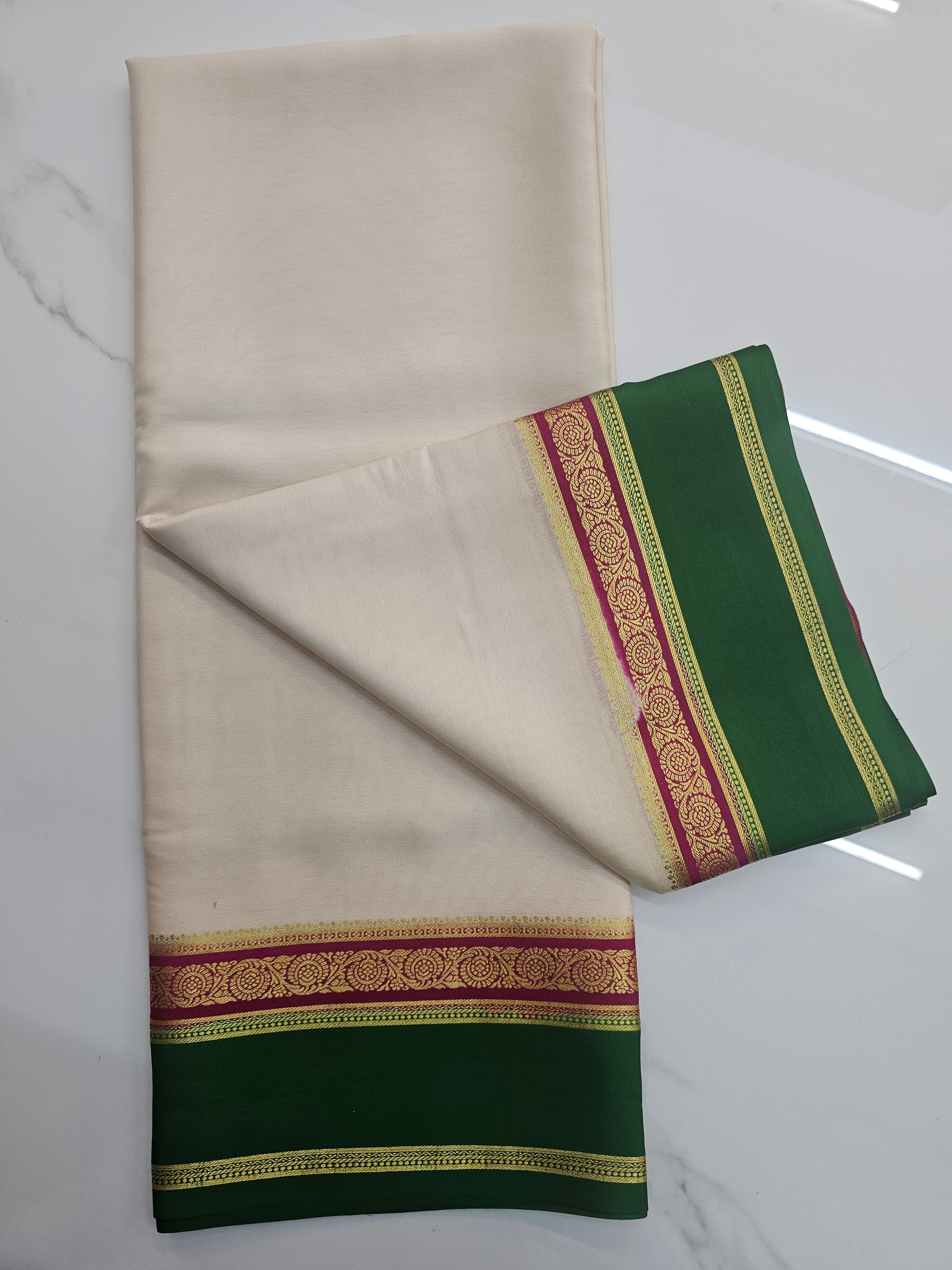 OFF WHITE WITH PINK AND GREEN