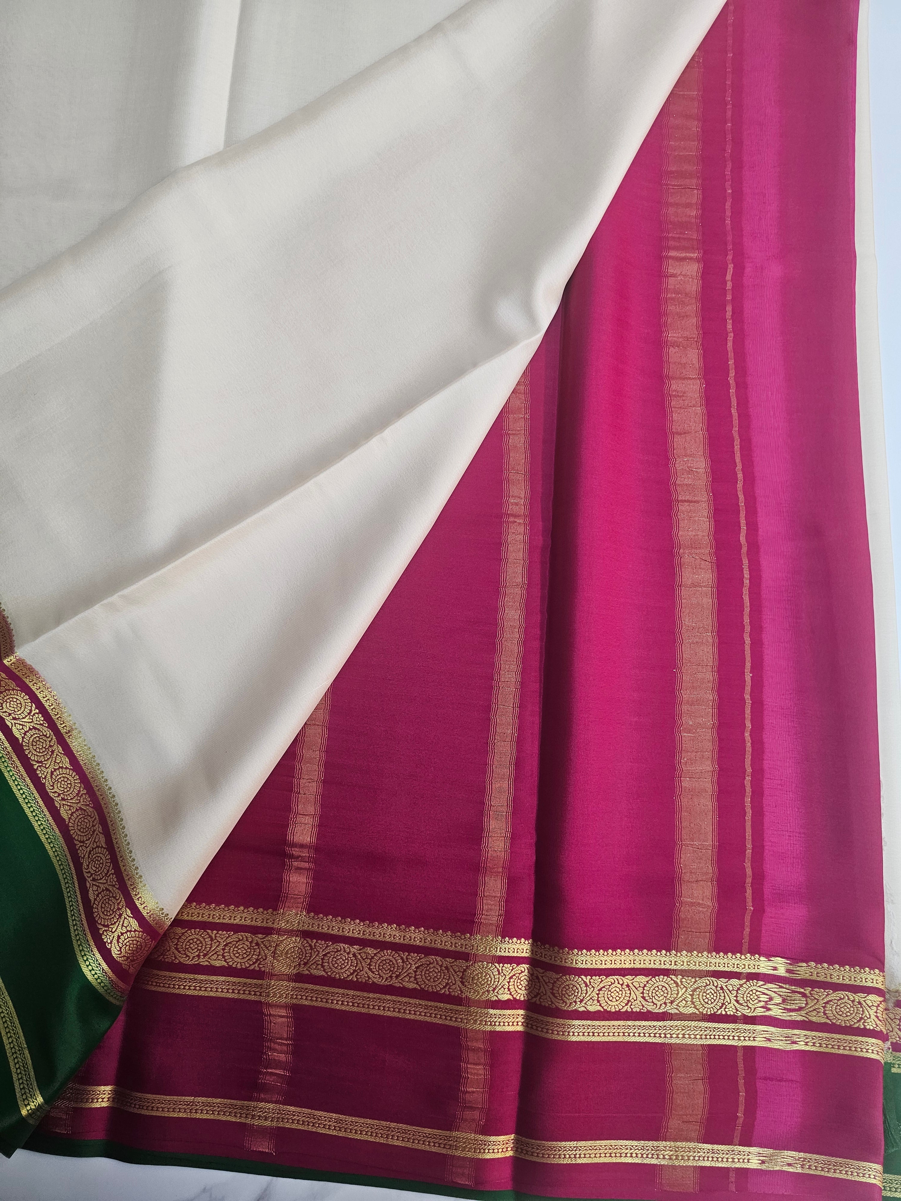 OFF WHITE WITH PINK AND GREEN