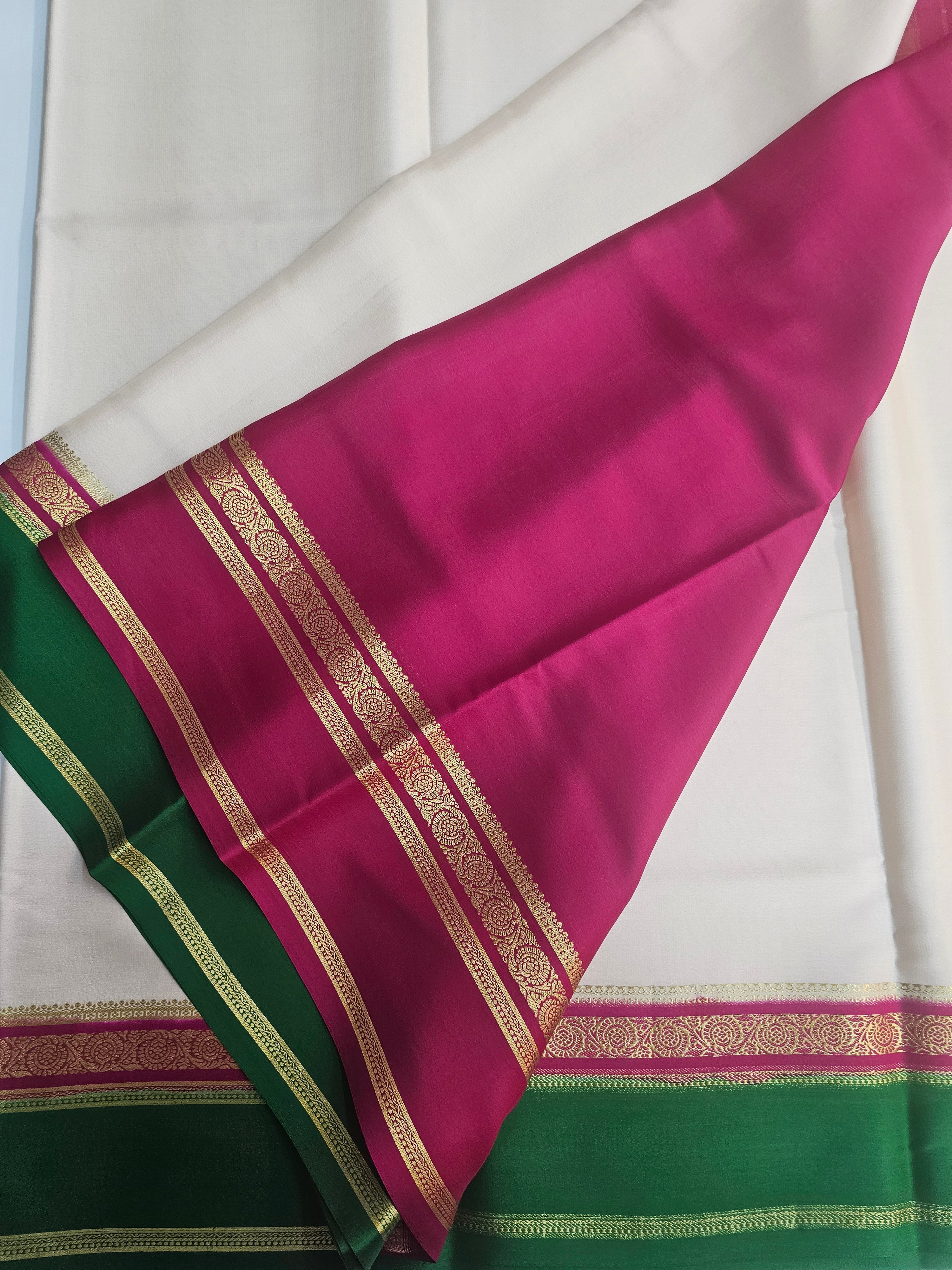 OFF WHITE WITH PINK AND GREEN