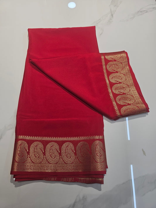 RED - SEMI MYSORE CREPE SILK