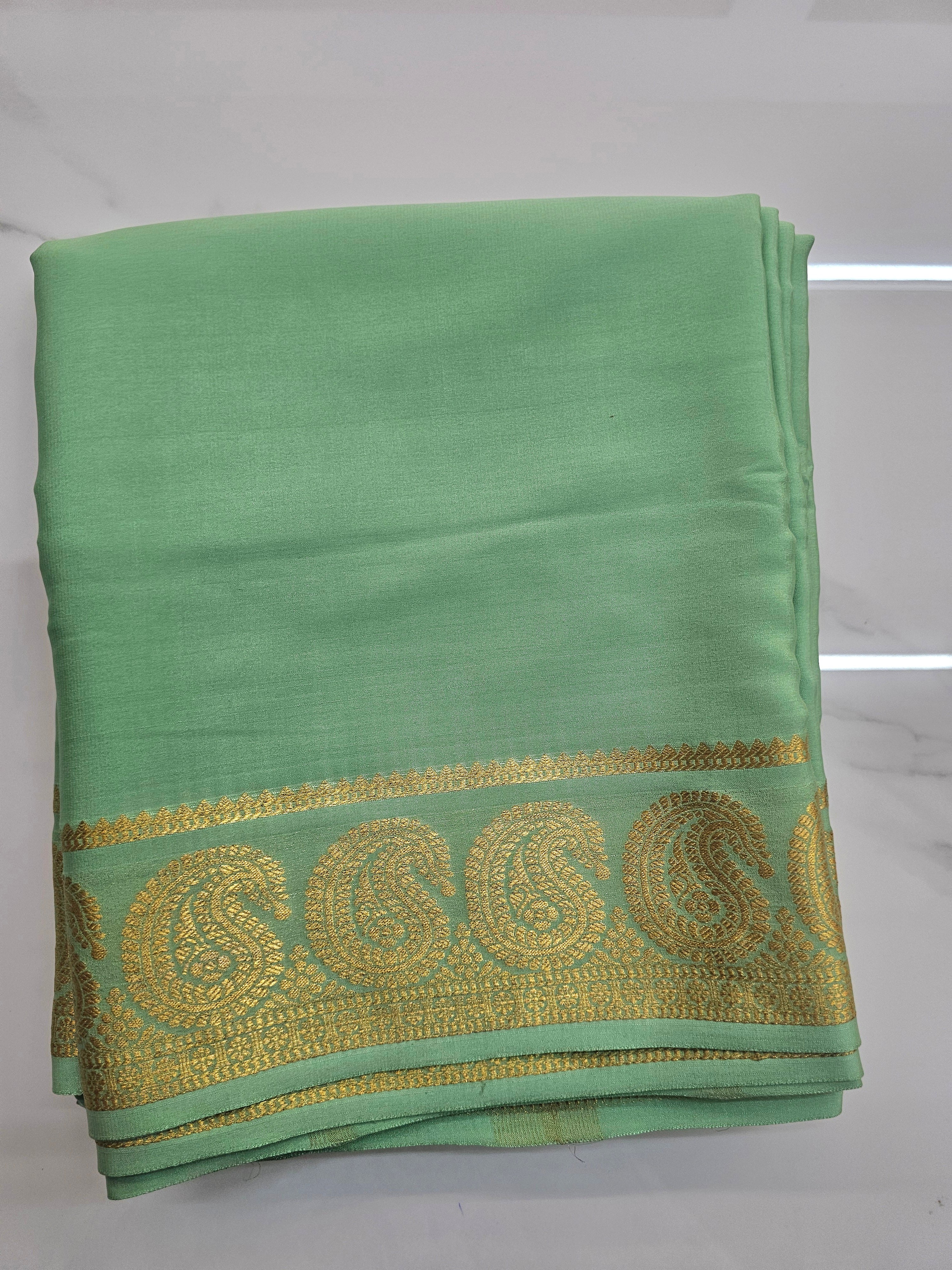 LIGHT GREEN  - PURE MYSORE CREPE SILK