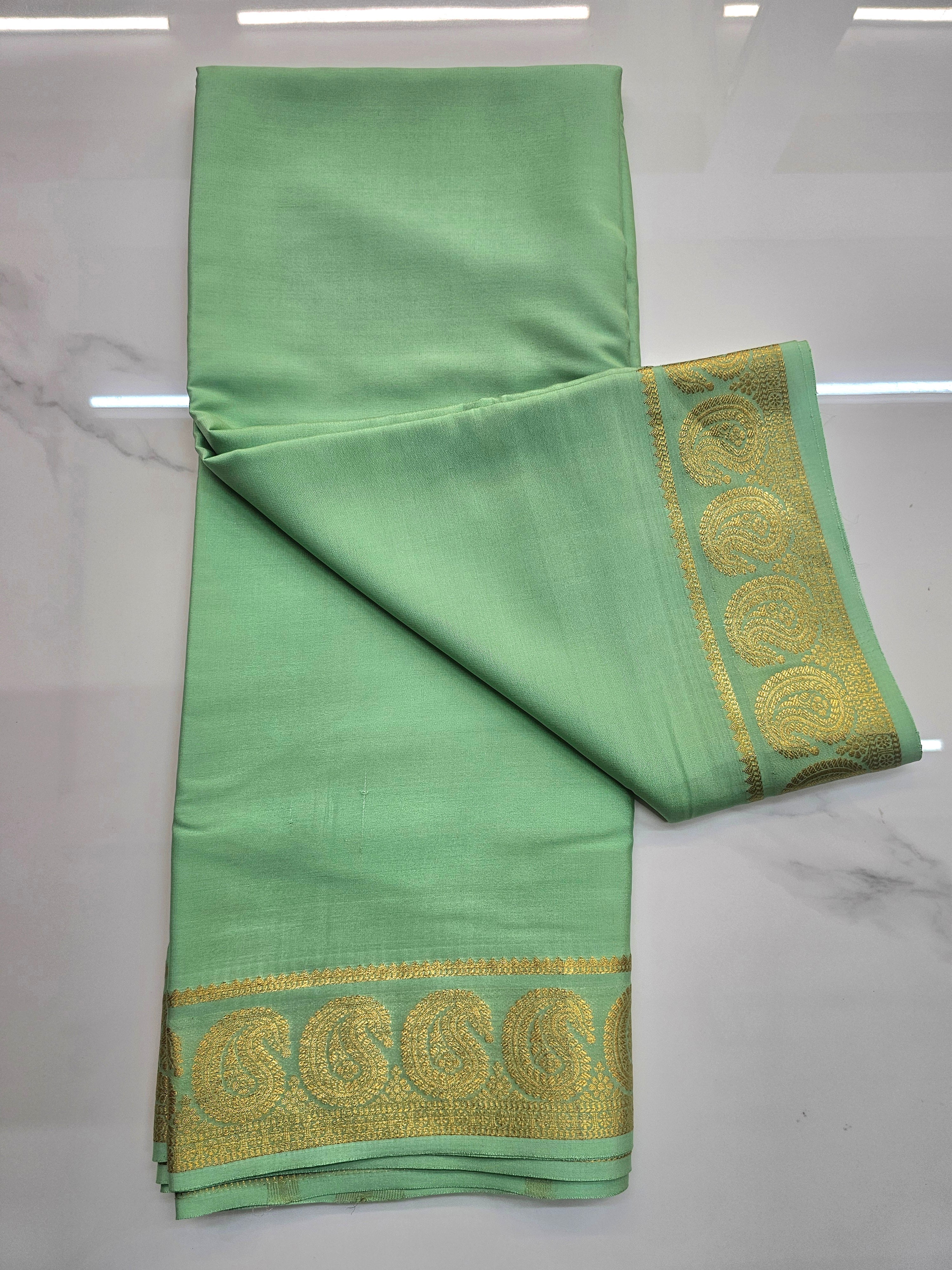 LIGHT GREEN  - PURE MYSORE CREPE SILK