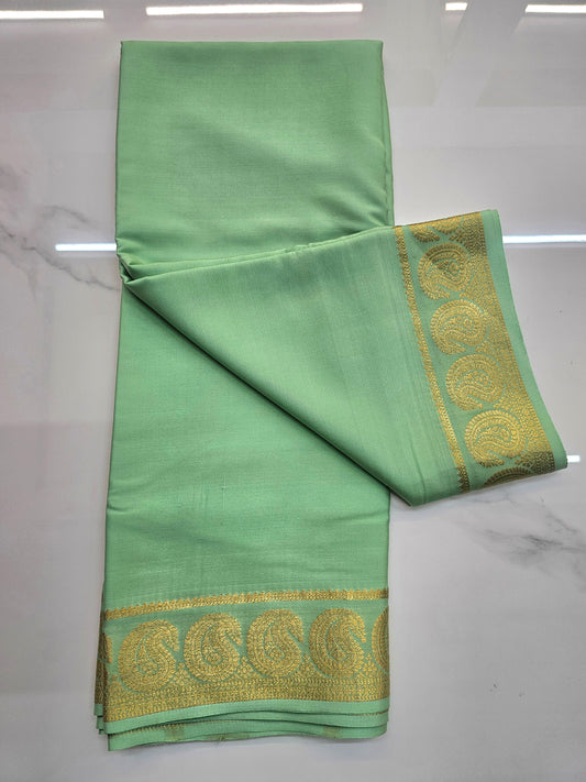 LIGHT GREEN  - PURE MYSORE CREPE SILK