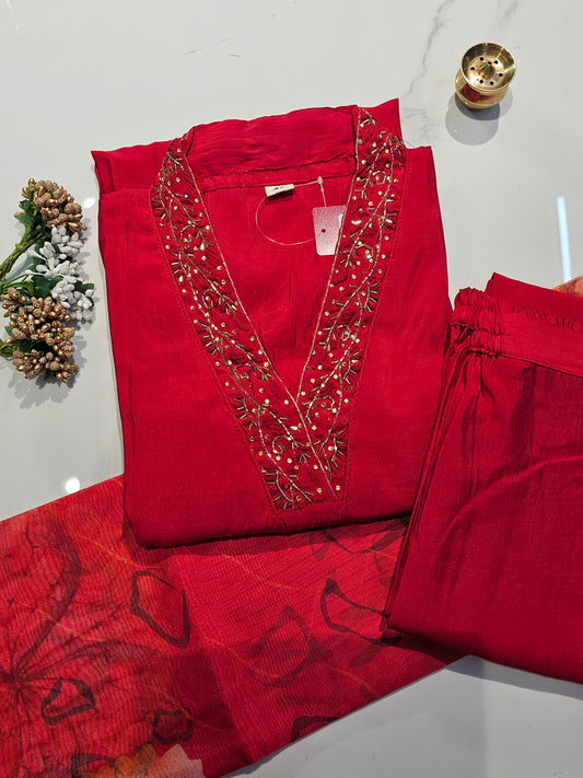 RED- PARTY/FESTIVE WEAR SALWAR SUIT