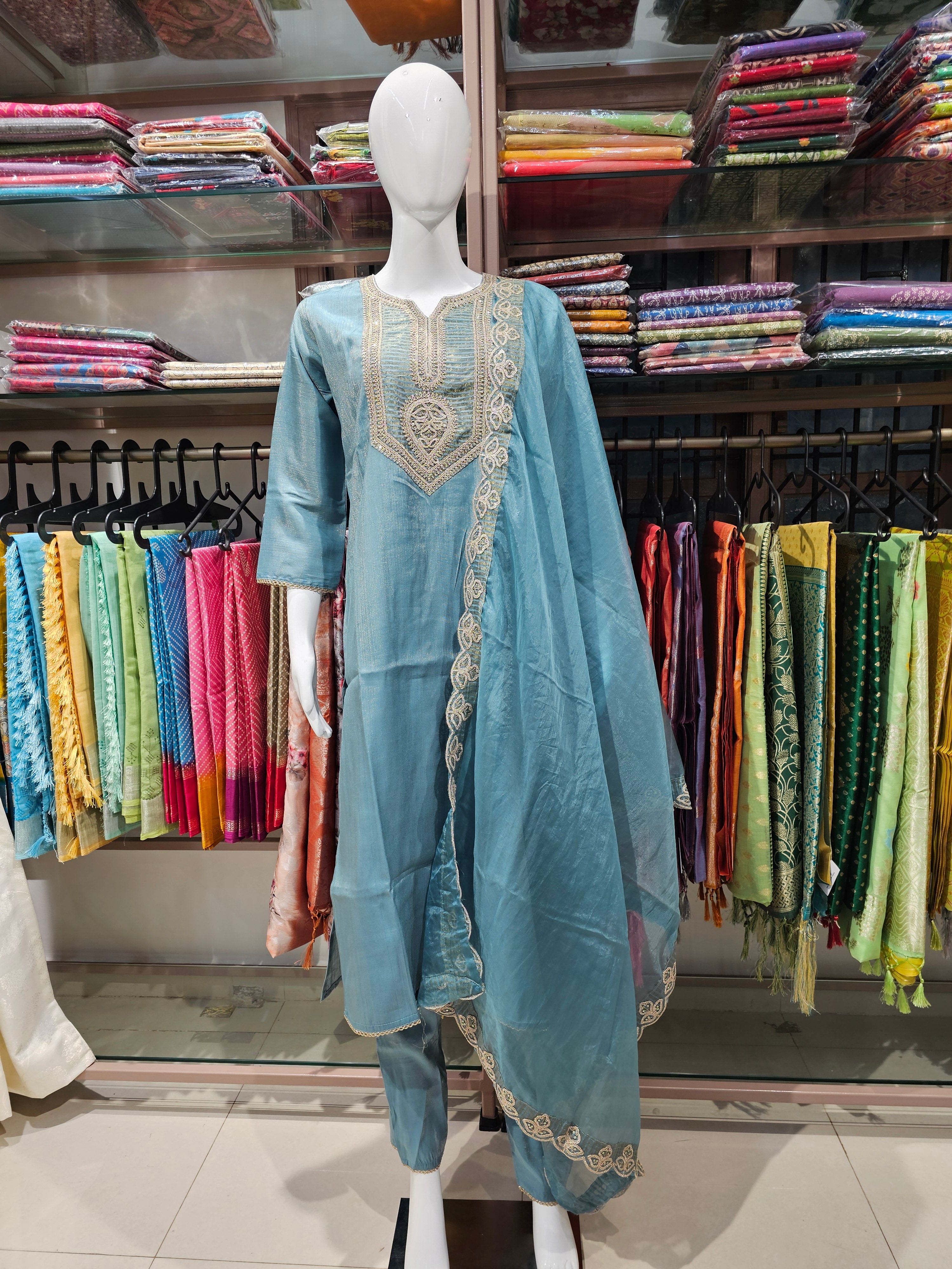 SEA BLUE - PARTY WEAR SALWAR SUIT