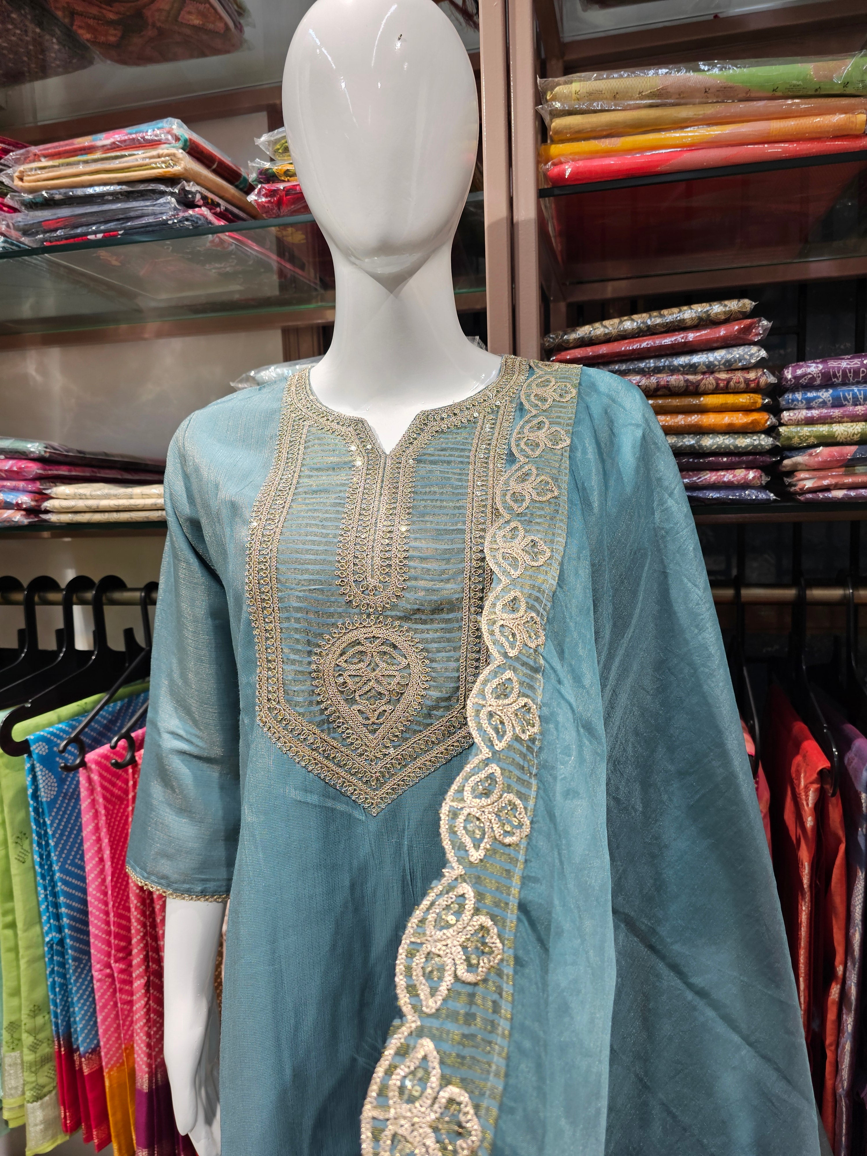 SEA BLUE - PARTY WEAR SALWAR SUIT