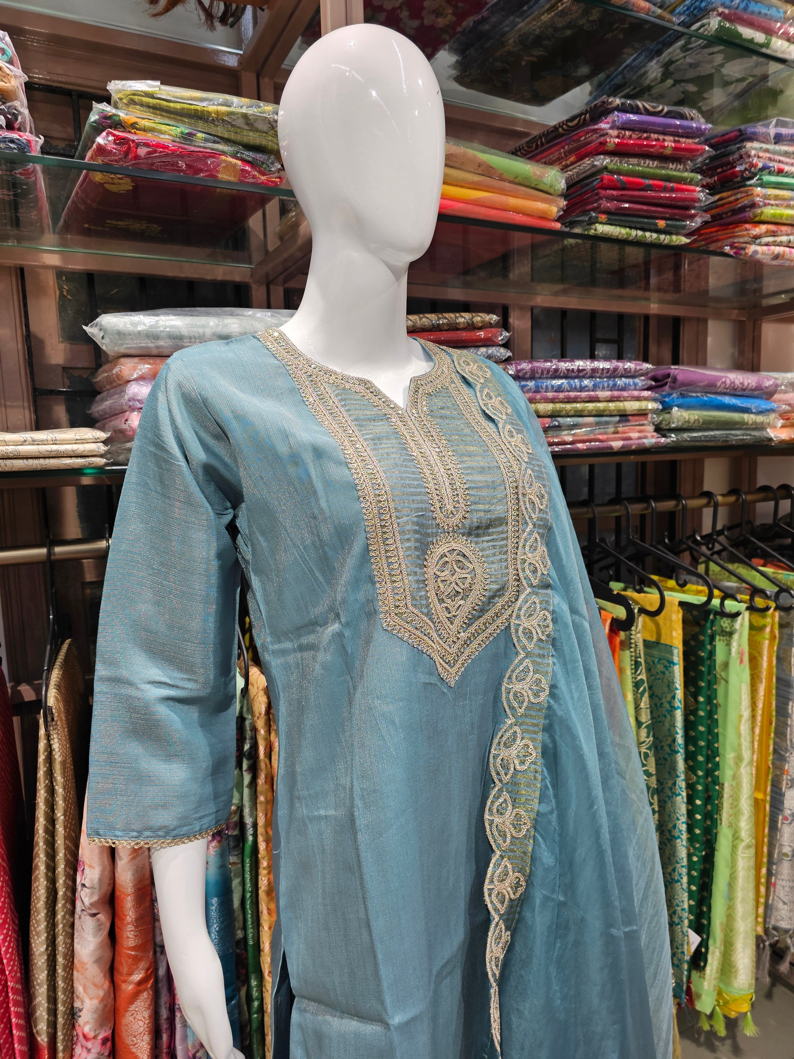 SEA BLUE - PARTY WEAR SALWAR SUIT