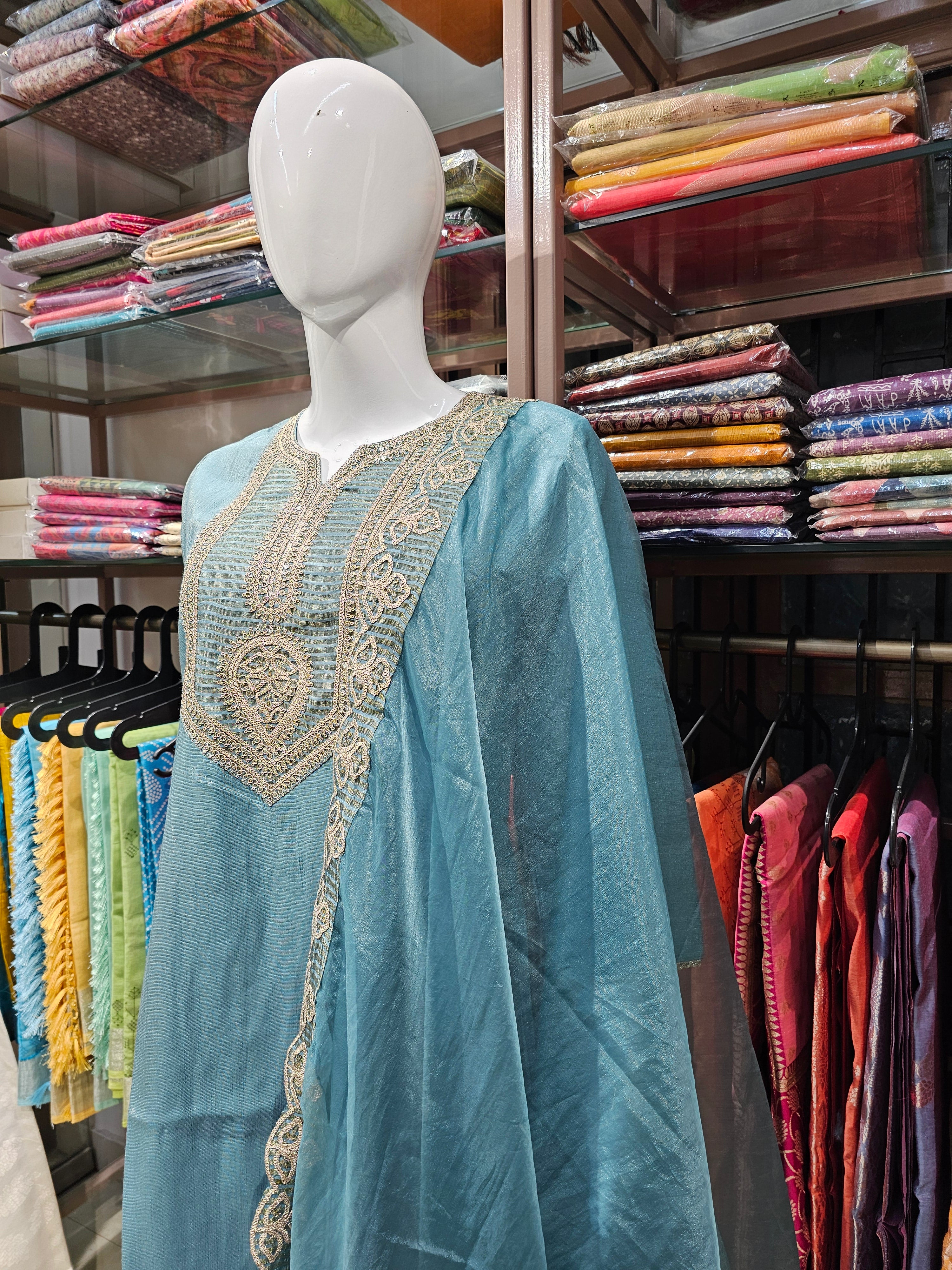 SEA BLUE - PARTY WEAR SALWAR SUIT