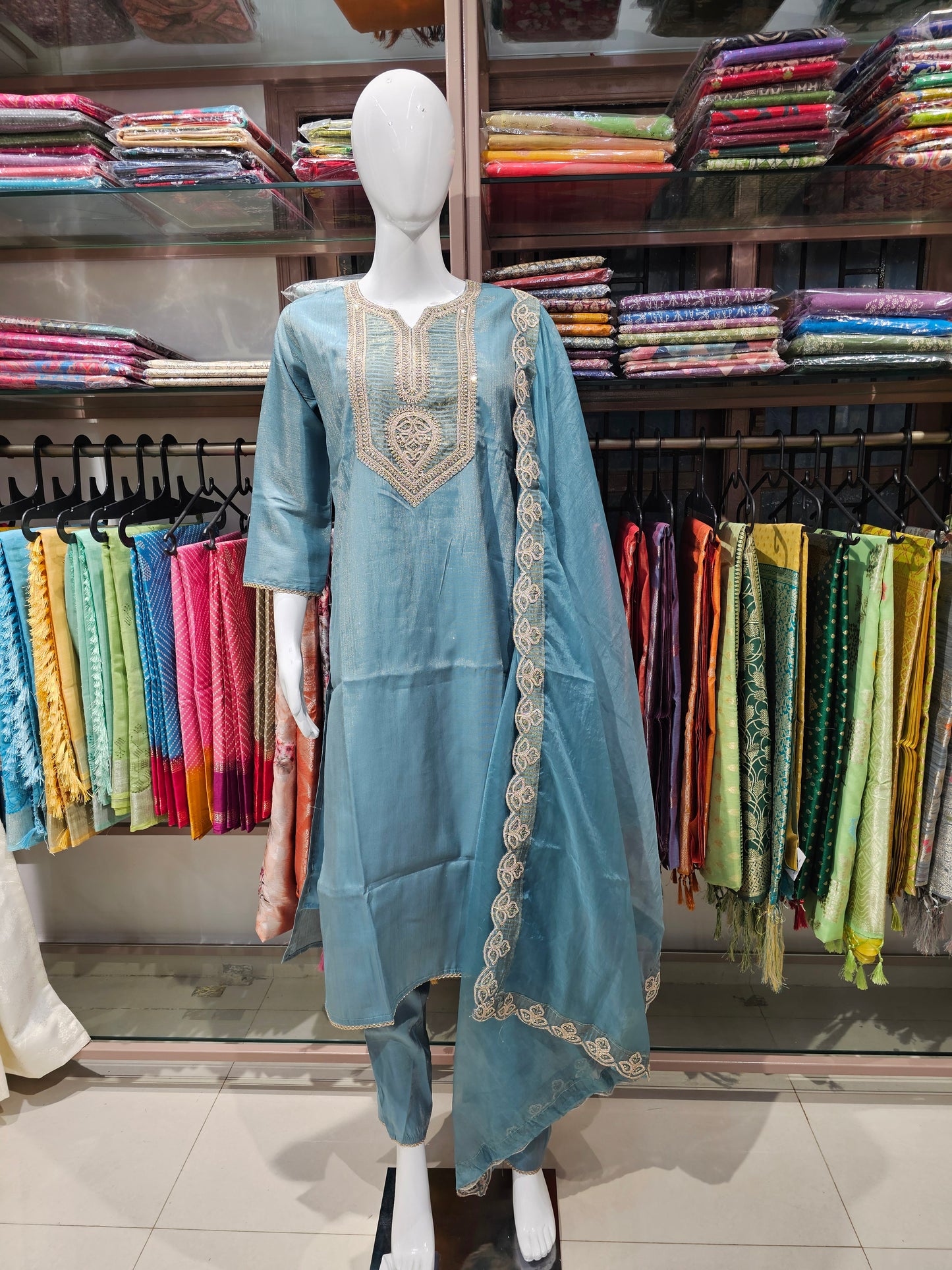 SEA BLUE - PARTY WEAR SALWAR SUIT