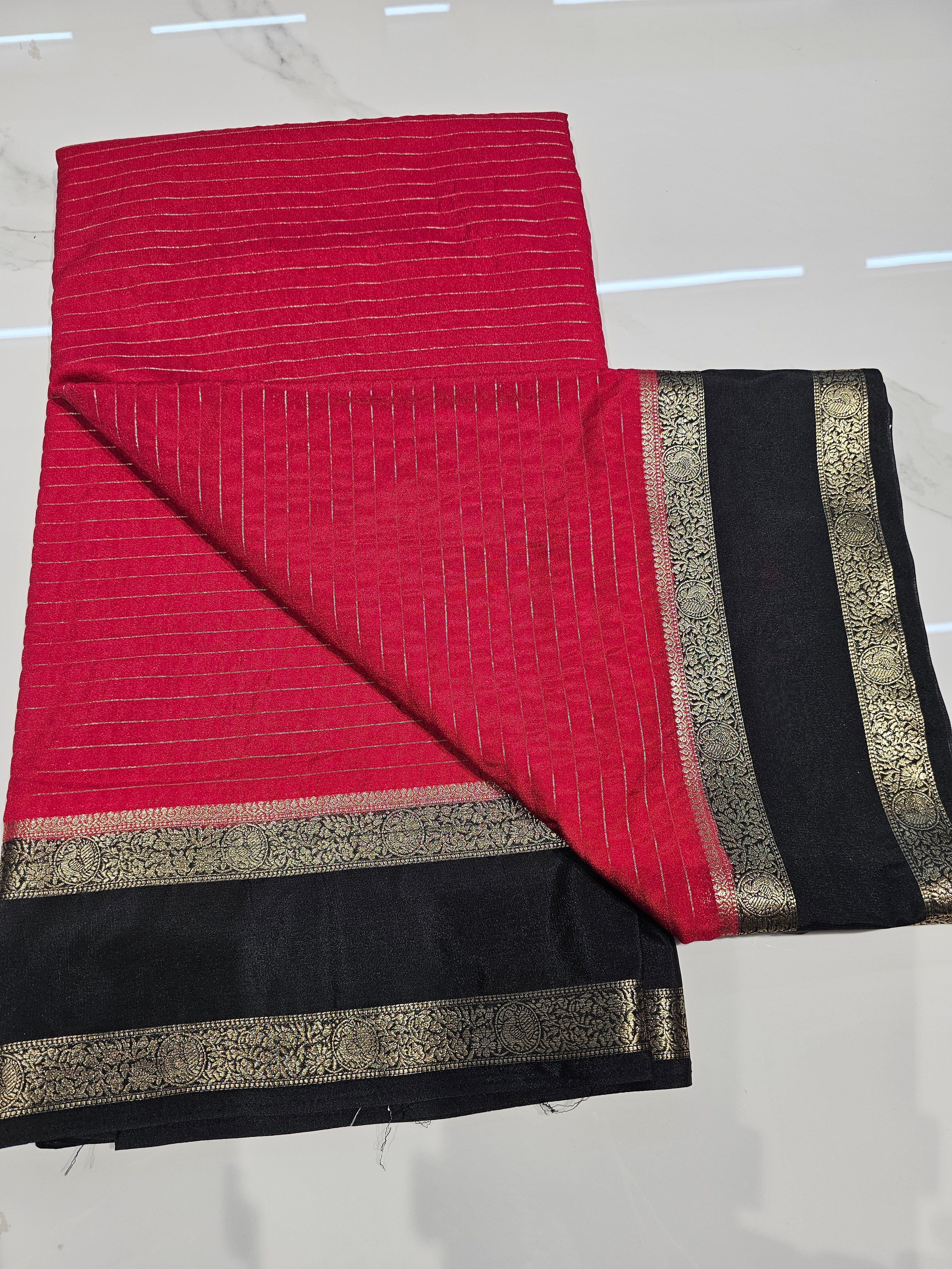 RED AND BLACK - BENTEX SEMI CREPE