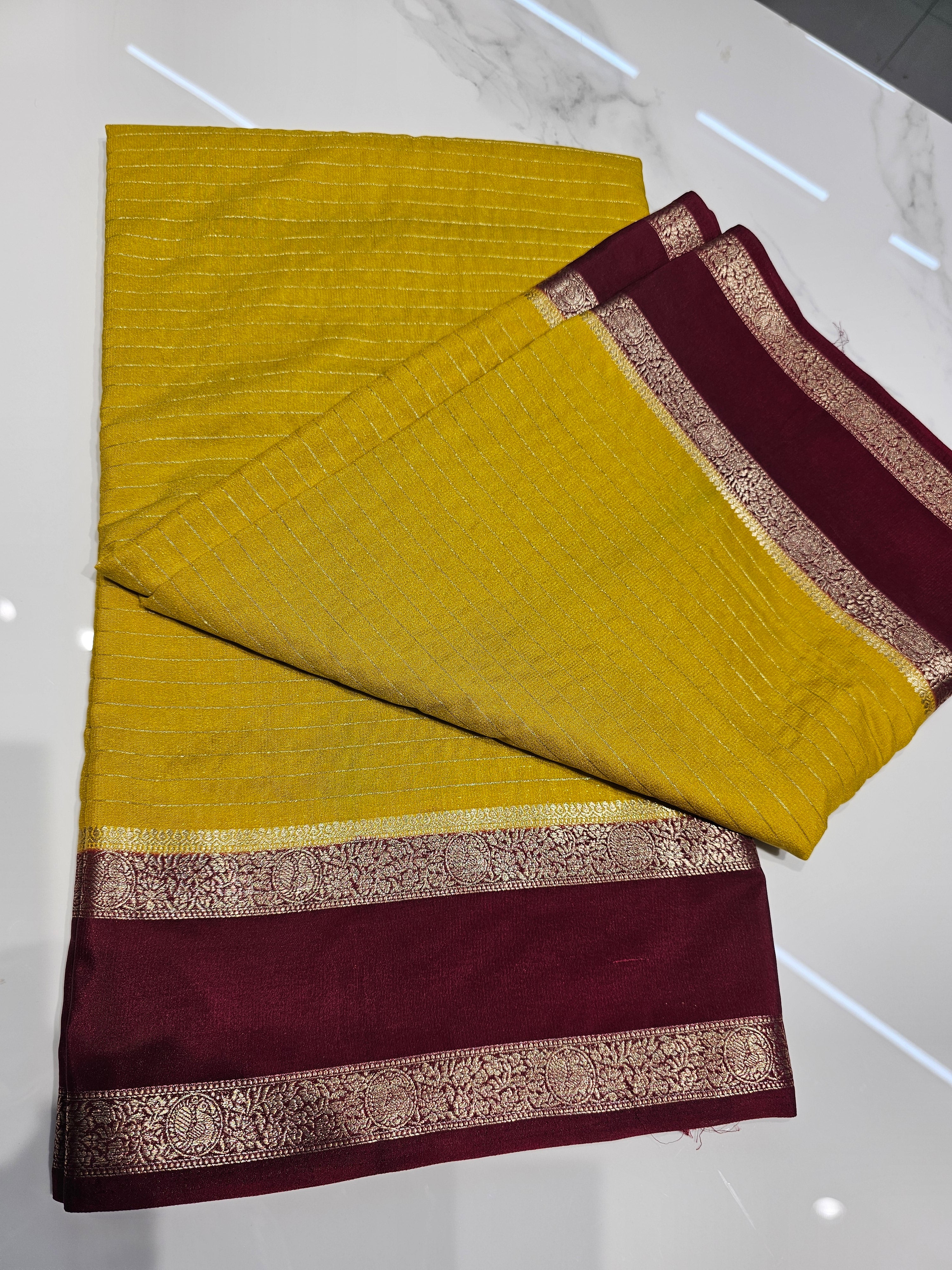 YELLOW AND BROWN - BENTEX SEMI CREPE