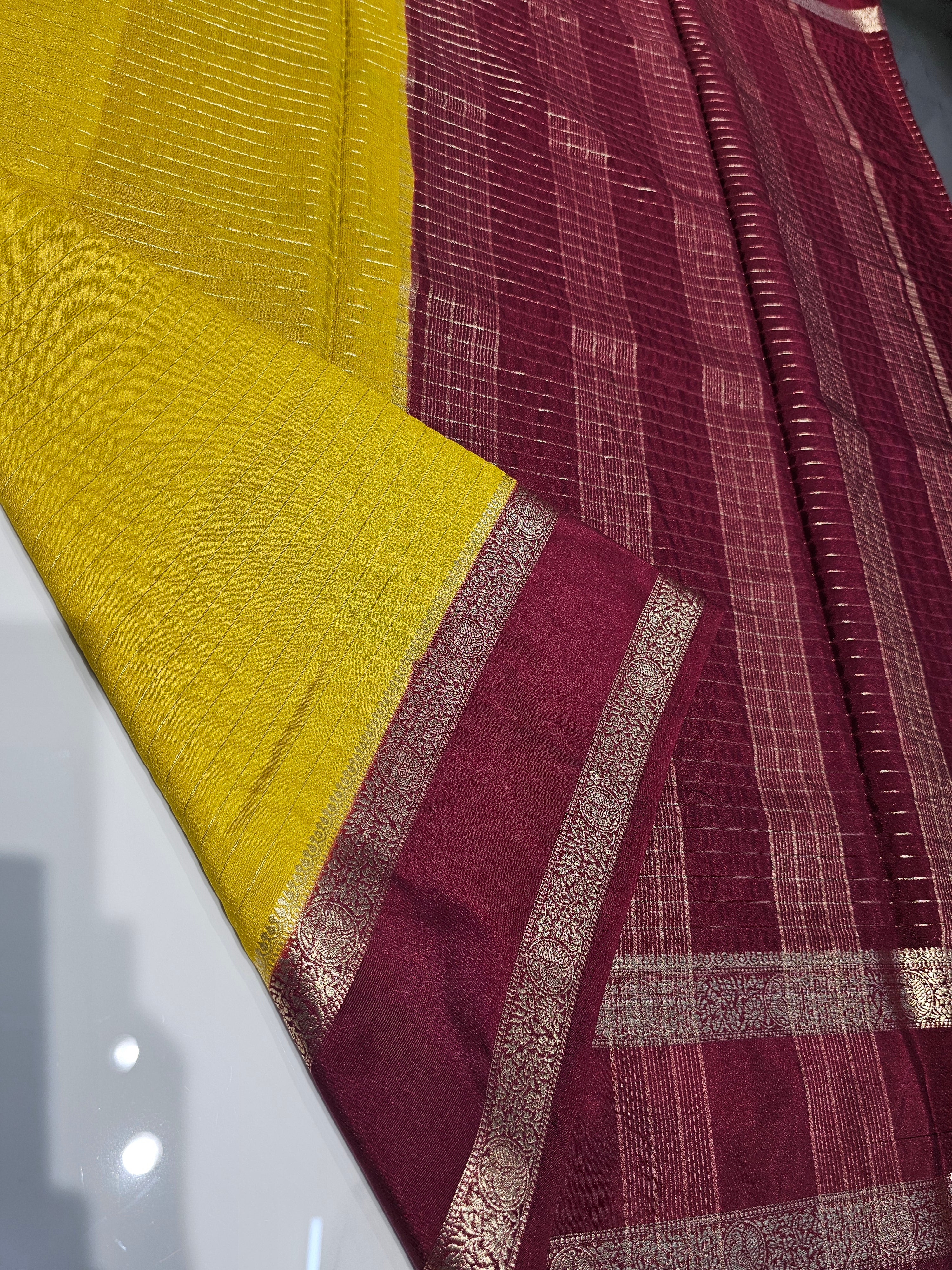 YELLOW AND BROWN - BENTEX SEMI CREPE