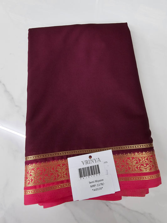 WINE WITH PINK - SEMI MYSORE CREPE