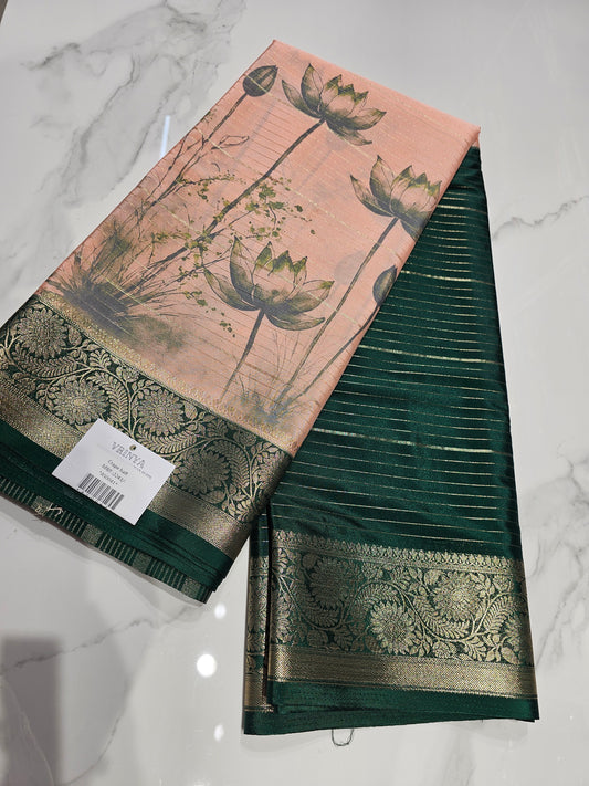 GREEN WITH PINK HALF AND HALF -PREMIUM CREPE