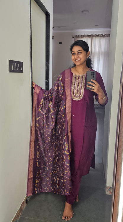 WINE - PARTY WEAR SALWAR SUIT