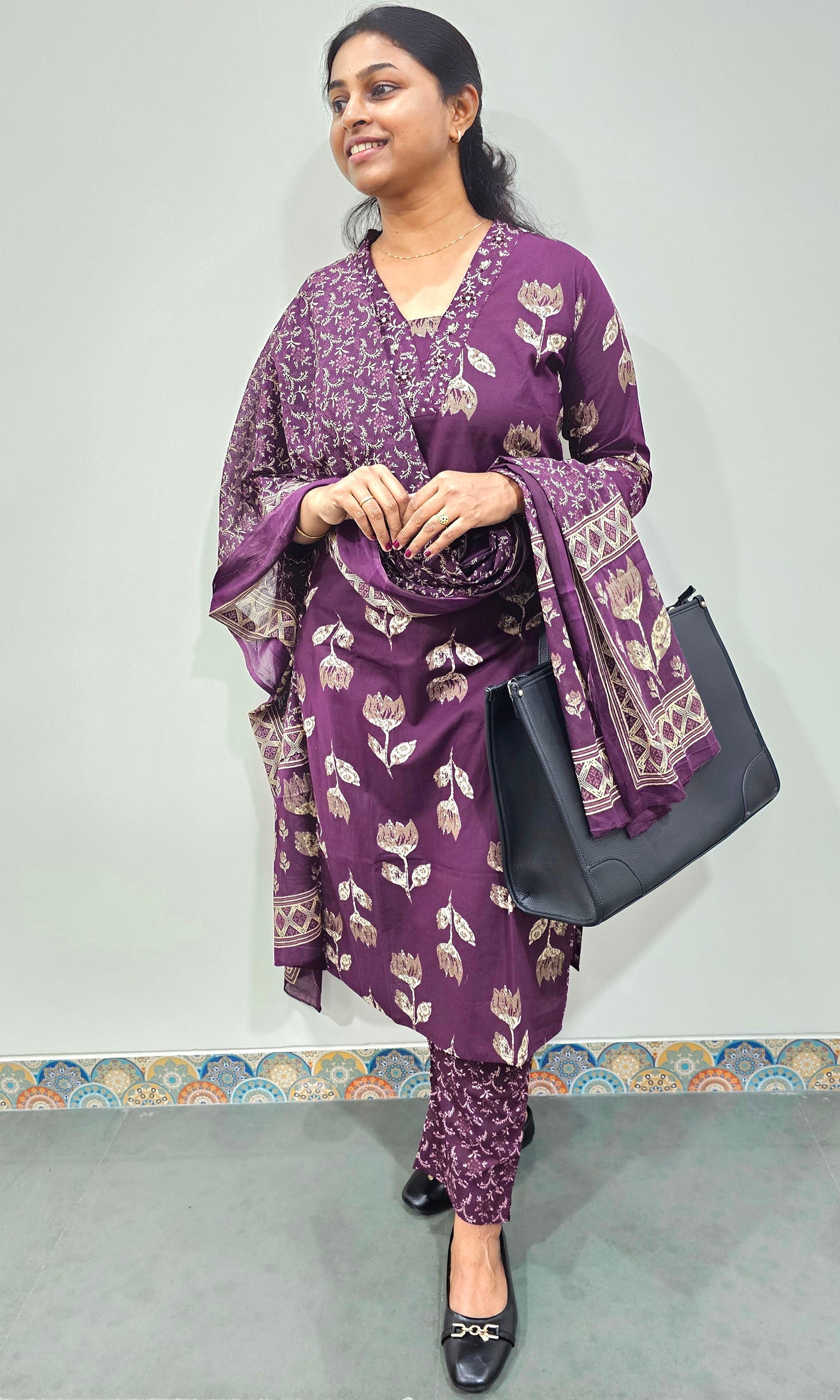 GRAPE - PURE COTTON KURTA SET
