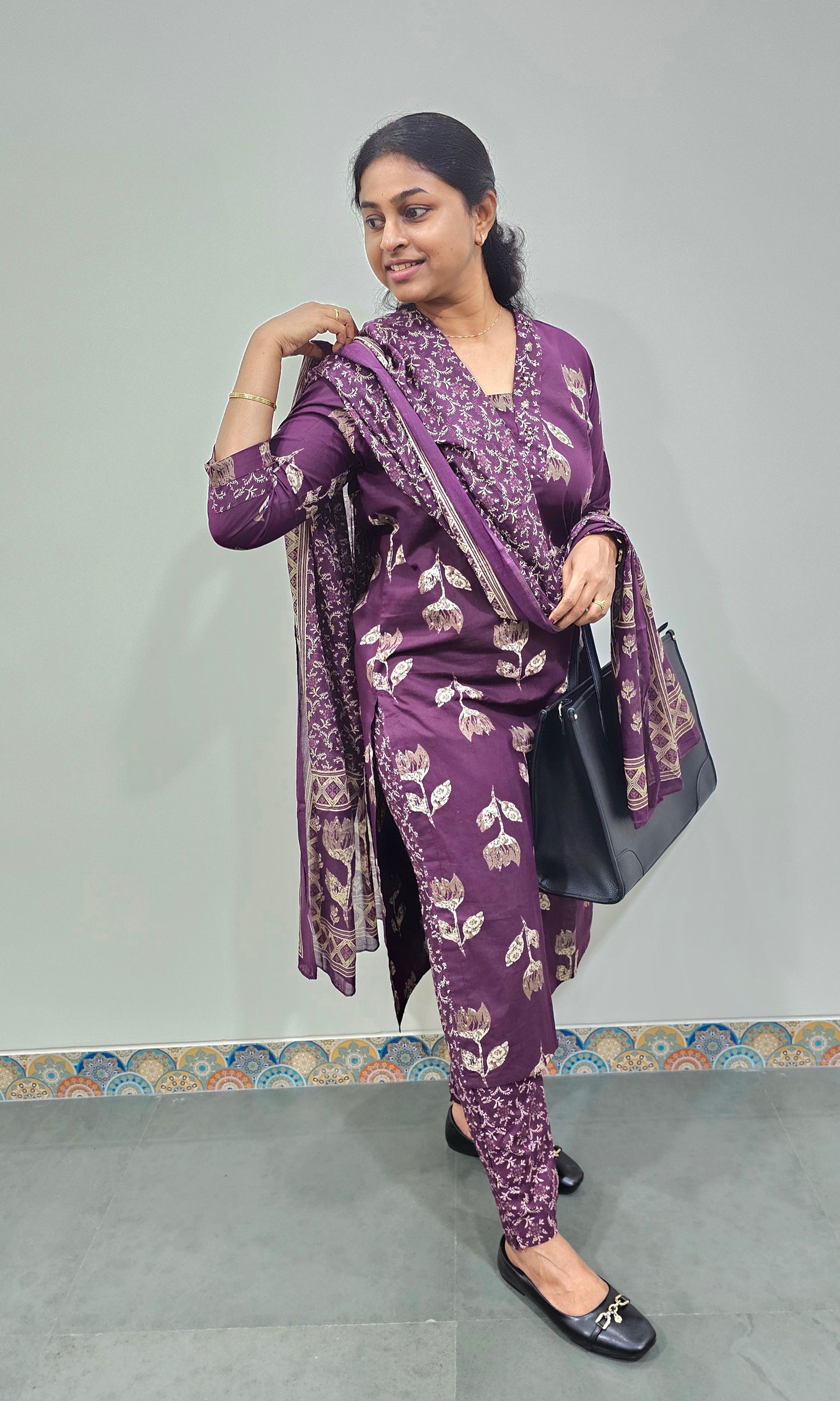 GRAPE - PURE COTTON KURTA SET