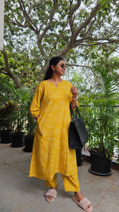 YELLOW- PURE COTTON CO-ORD SET