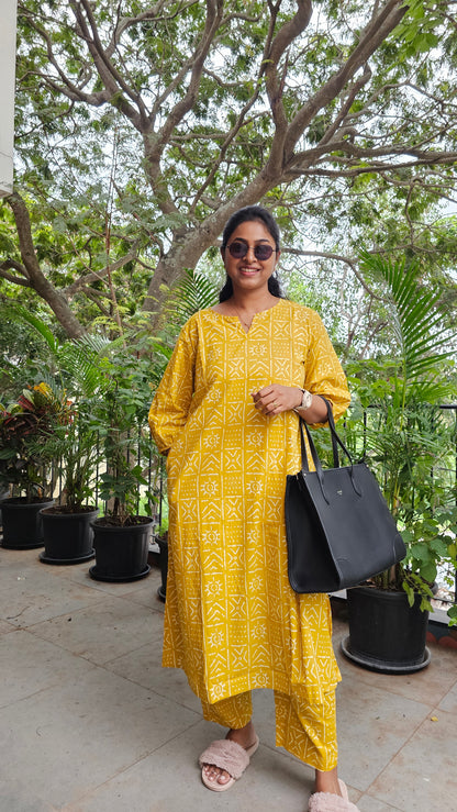 YELLOW- PURE COTTON CO-ORD SET