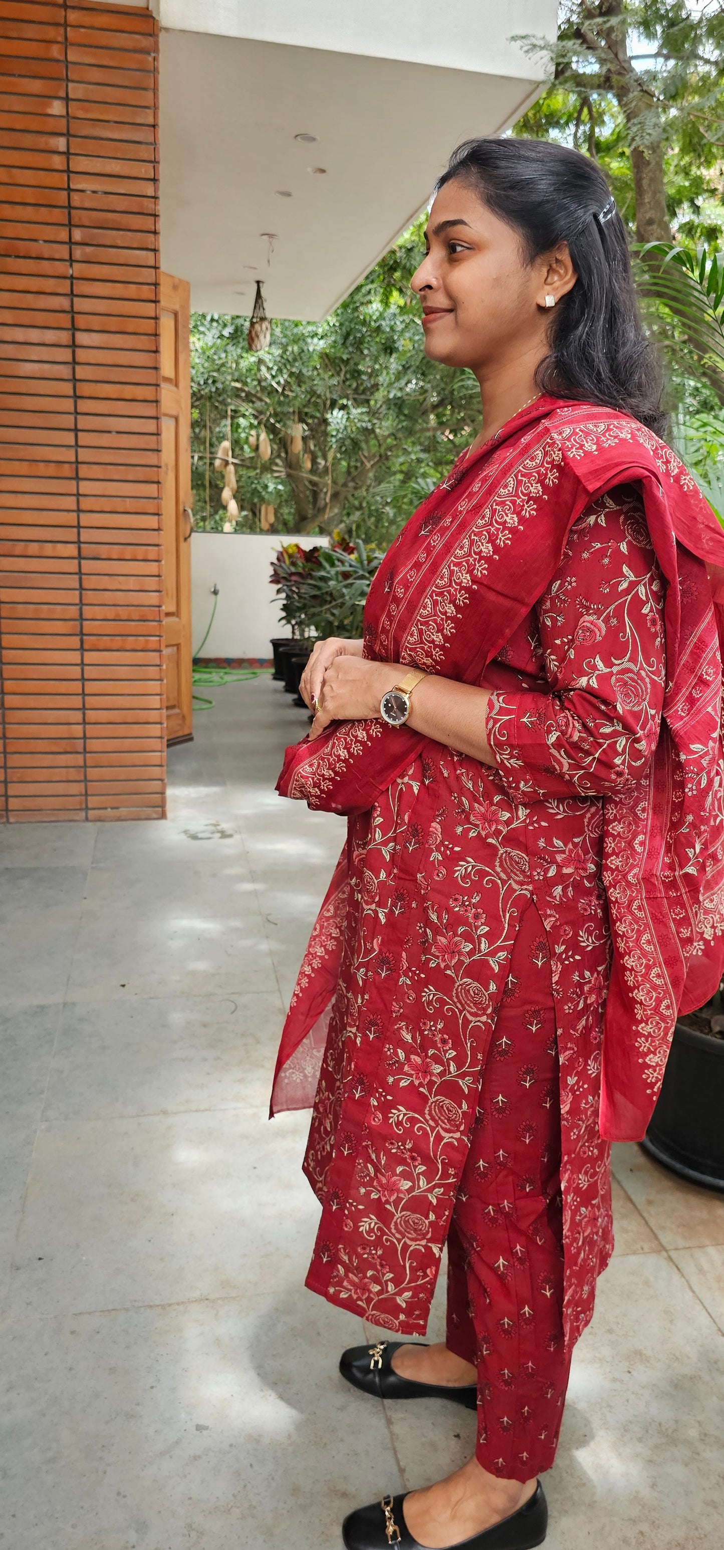 RED - PURE COTTON KURTA SET