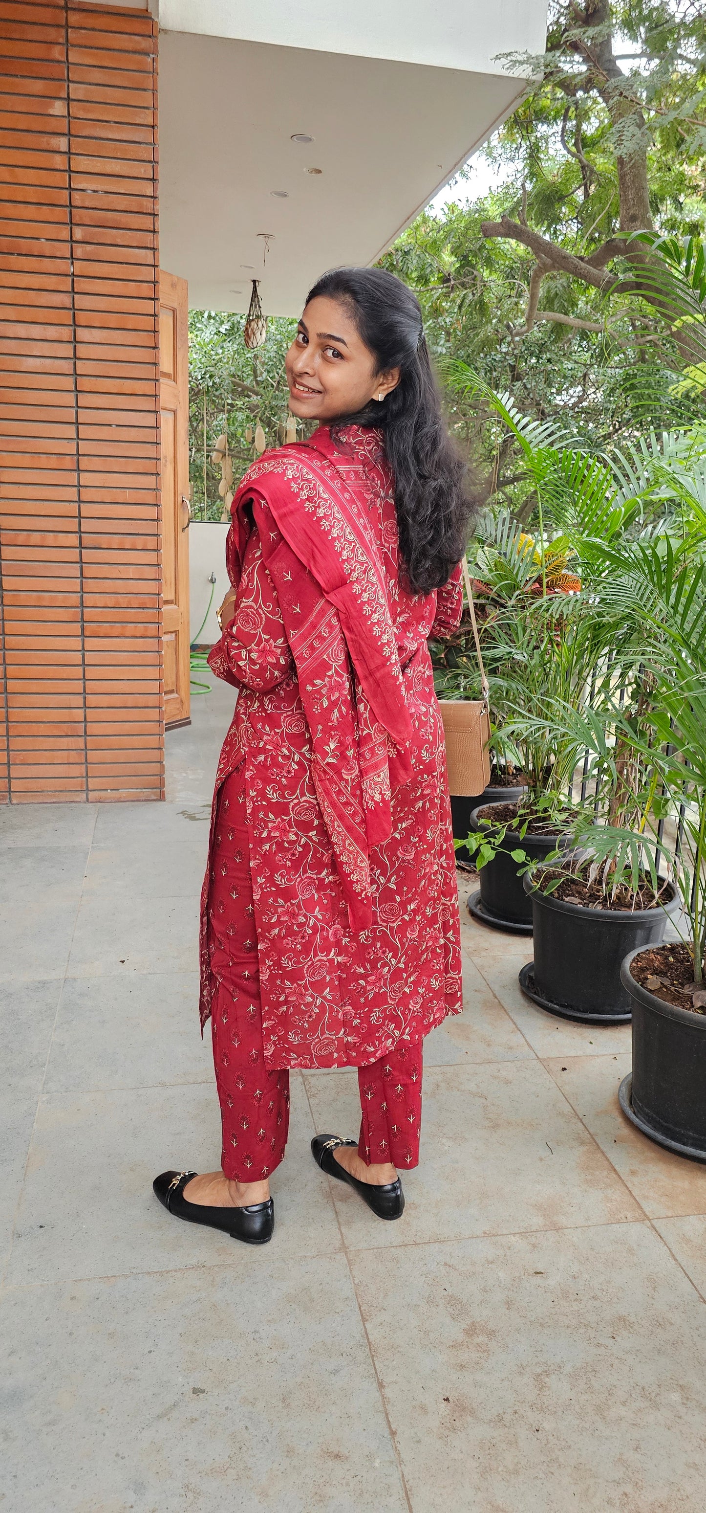 RED - PURE COTTON KURTA SET
