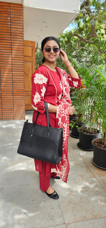 RED - PURE COTTON KURTA SET