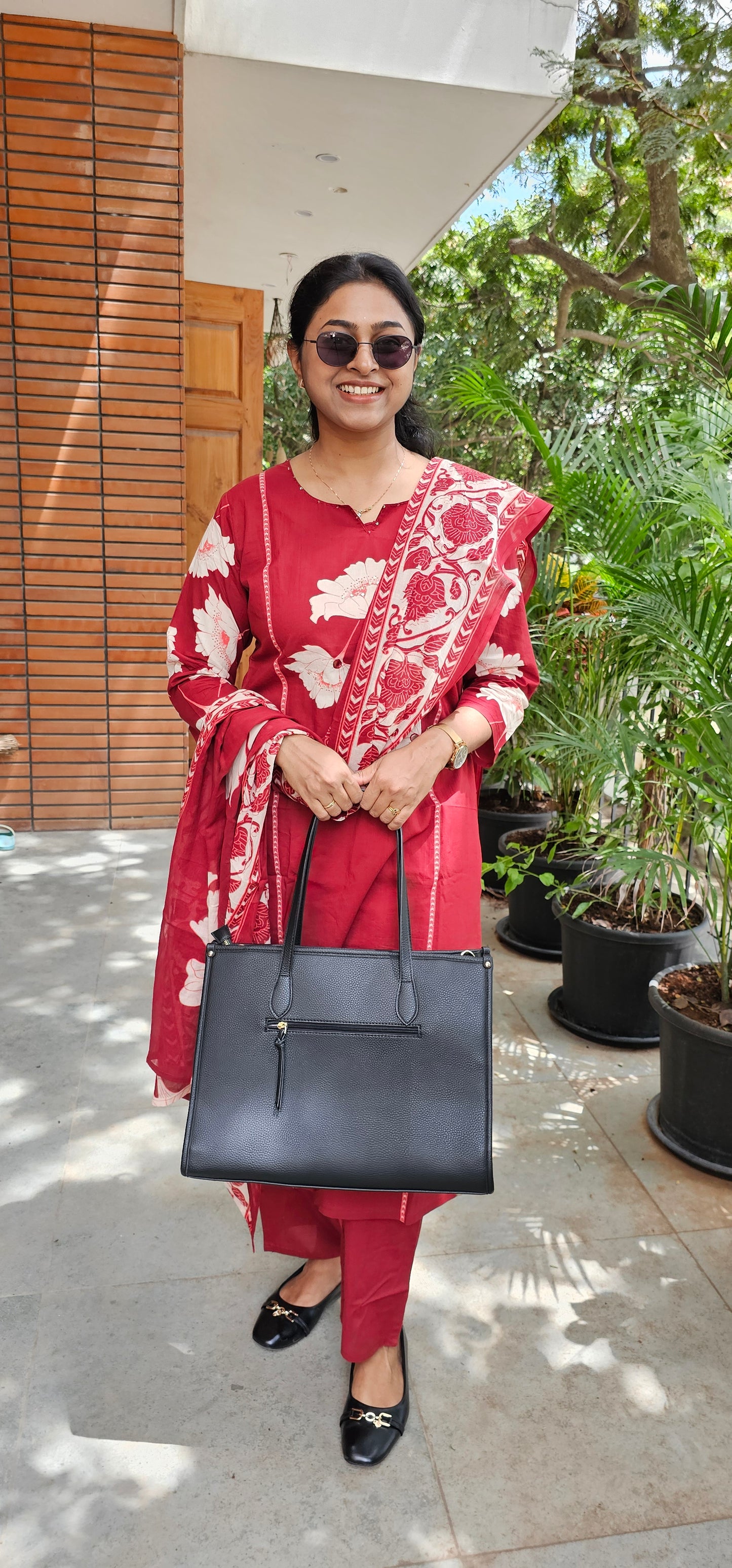 RED - PURE COTTON KURTA SET