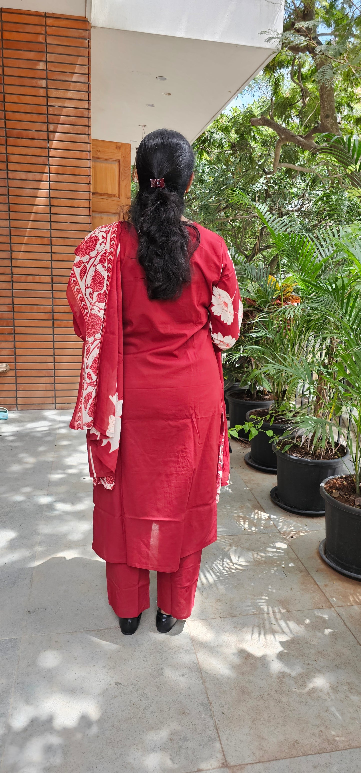 RED - PURE COTTON KURTA SET